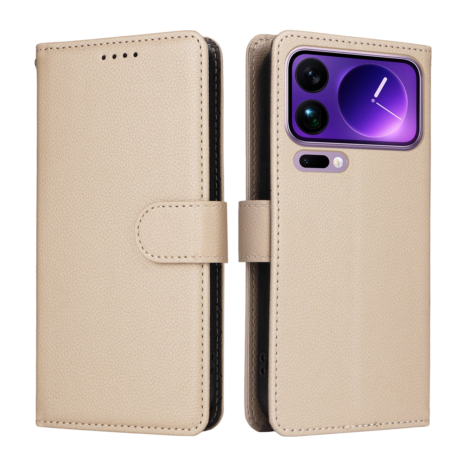 For Xiaomi 17 Pro Max Case RFID Blocking 3 Card Slots PU Leather Phone Cover with Wrist Strap - Creamy White