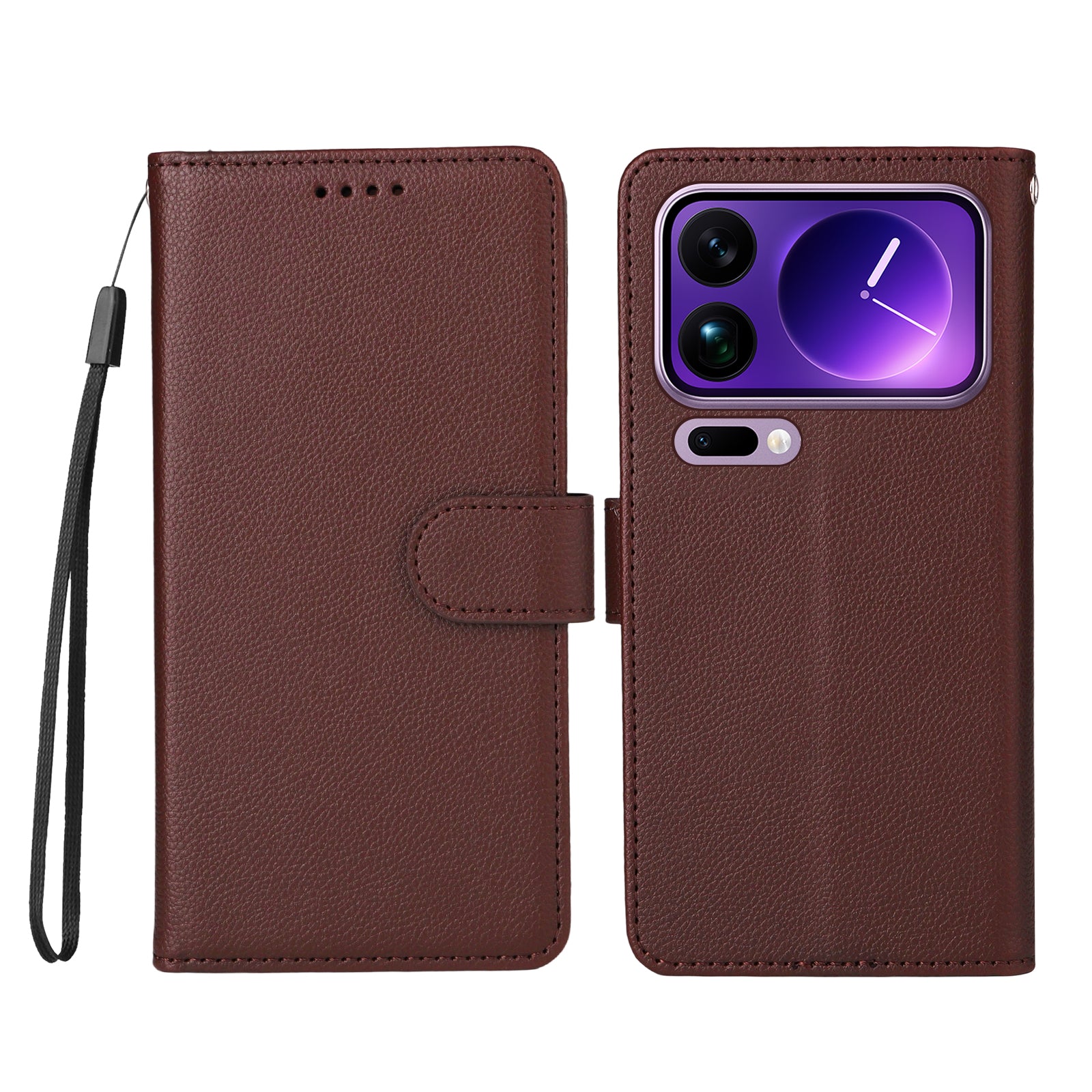 For Xiaomi 17 Pro Max Case RFID Blocking 3 Card Slots PU Leather Phone Cover with Wrist Strap - Brown