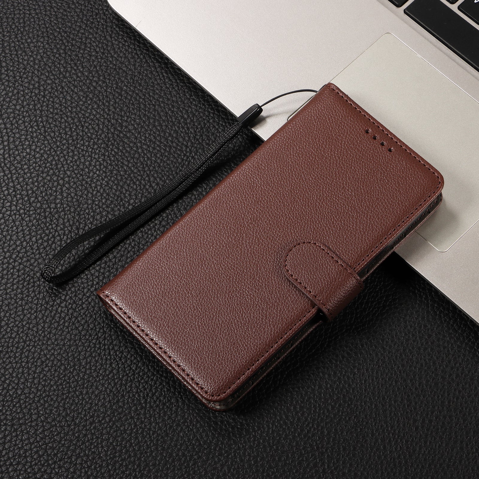 For Xiaomi 17 Pro Max Case RFID Blocking 3 Card Slots PU Leather Phone Cover with Wrist Strap - Brown