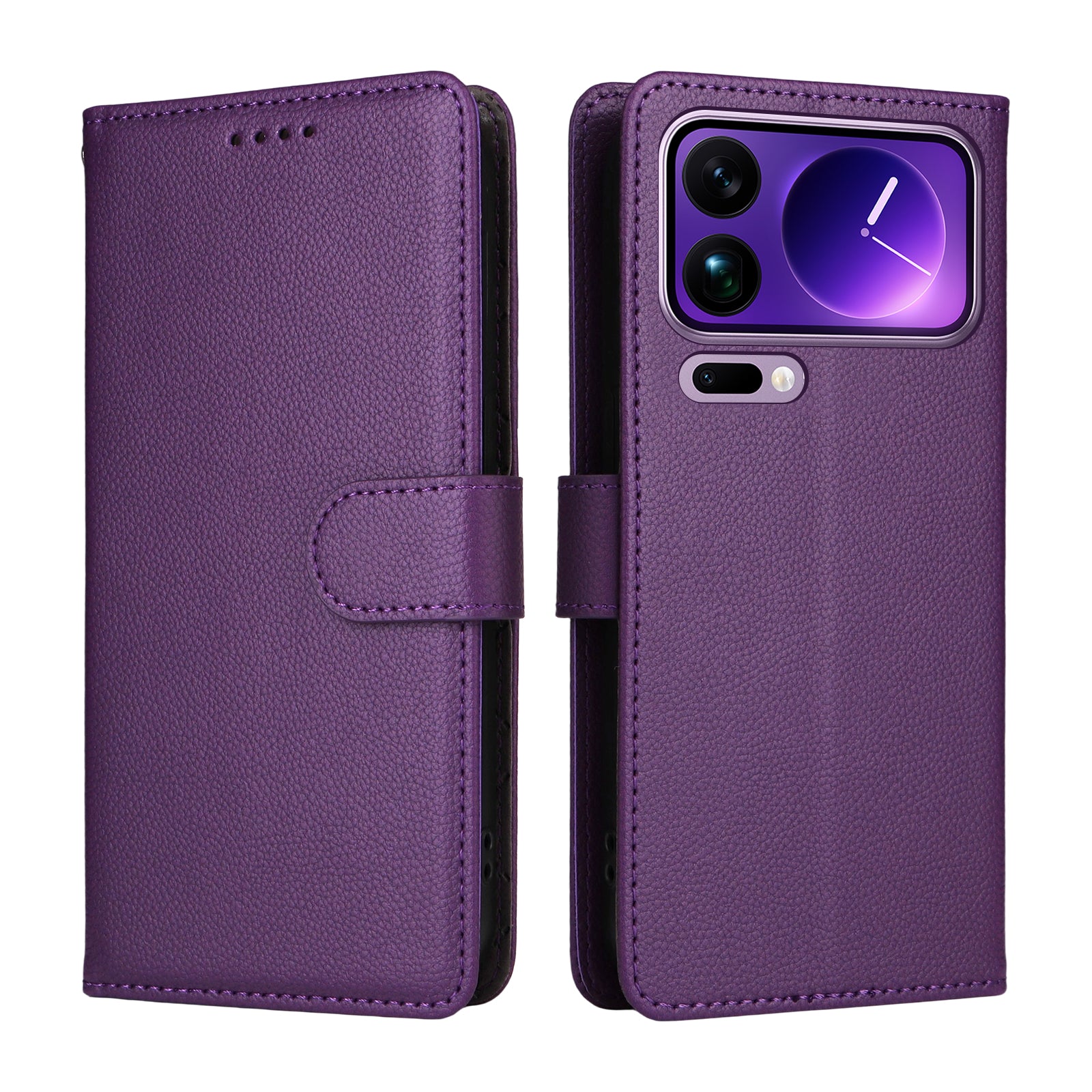 For Xiaomi 17 Pro Max Case RFID Blocking 3 Card Slots PU Leather Phone Cover with Wrist Strap - Purple