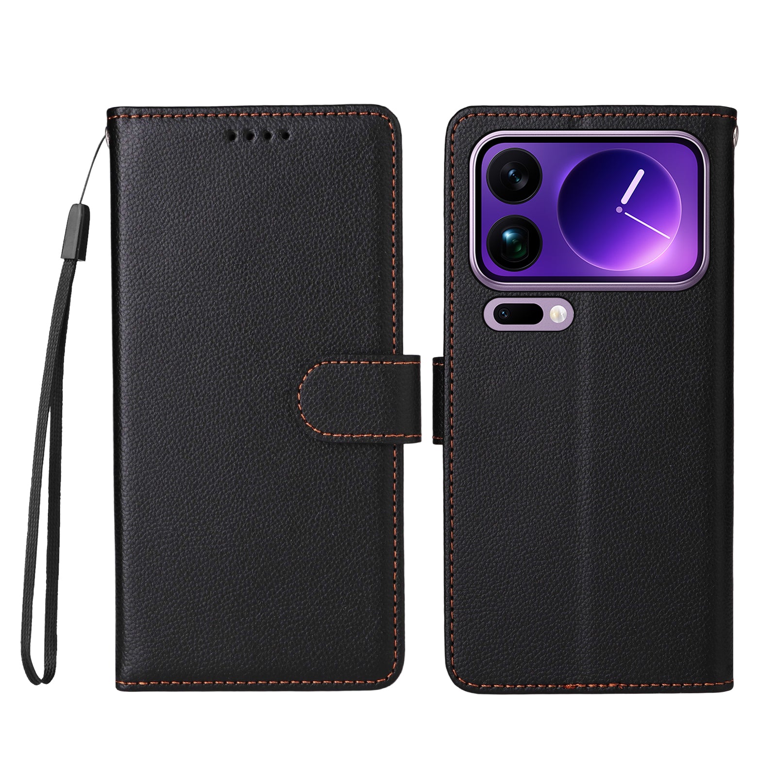 For Xiaomi 17 Pro Max Case RFID Blocking 3 Card Slots PU Leather Phone Cover with Wrist Strap - Black