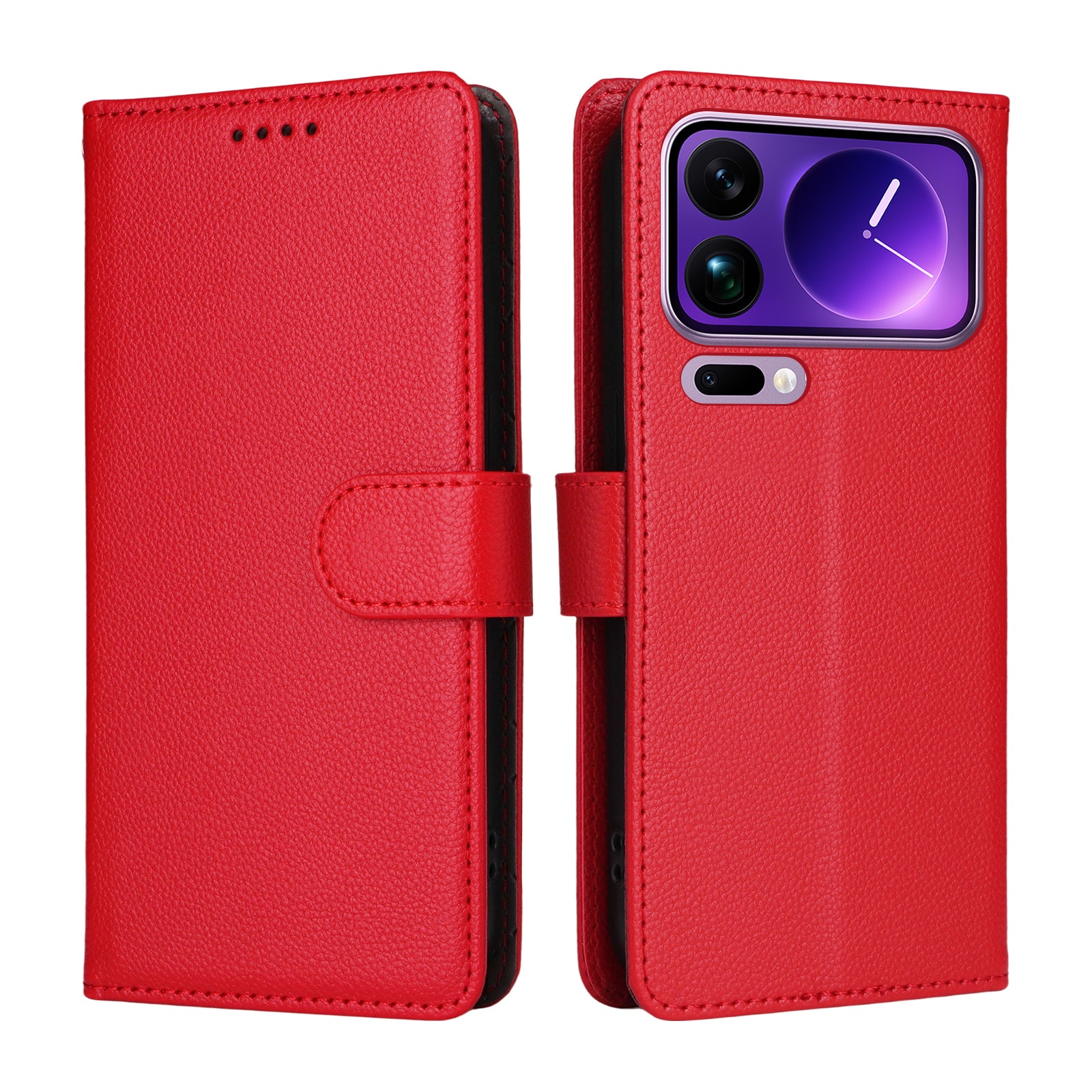 For Xiaomi 17 Pro Max Case RFID Blocking 3 Card Slots PU Leather Phone Cover with Wrist Strap - Red