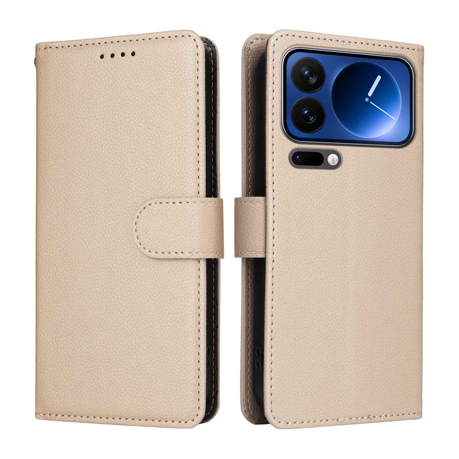 For Xiaomi 17 Pro Case RFID Blocking 3 Card Slots PU Leather Phone Cover with Wrist Strap - Creamy White