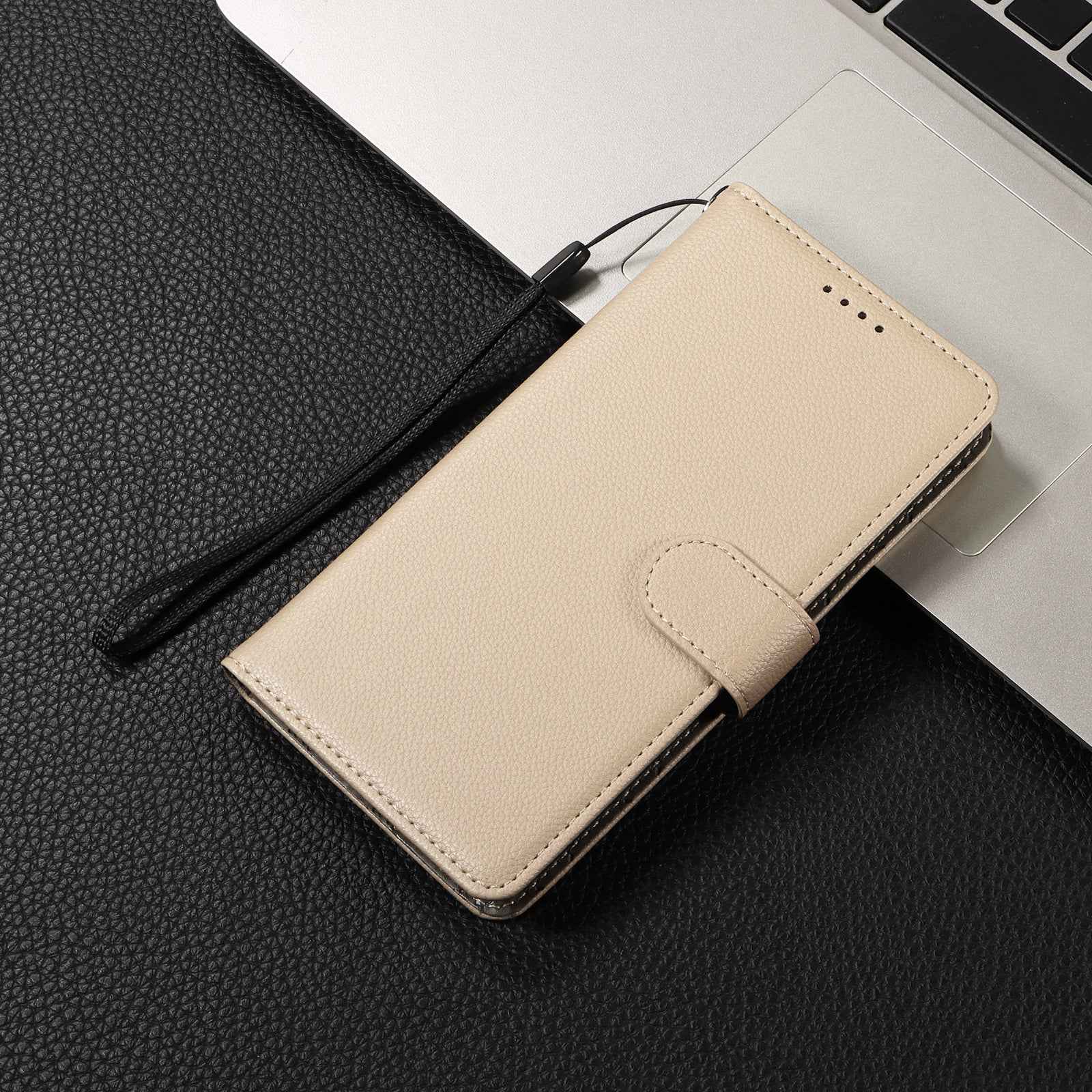 For Xiaomi 17 Pro Case RFID Blocking 3 Card Slots PU Leather Phone Cover with Wrist Strap - Creamy White