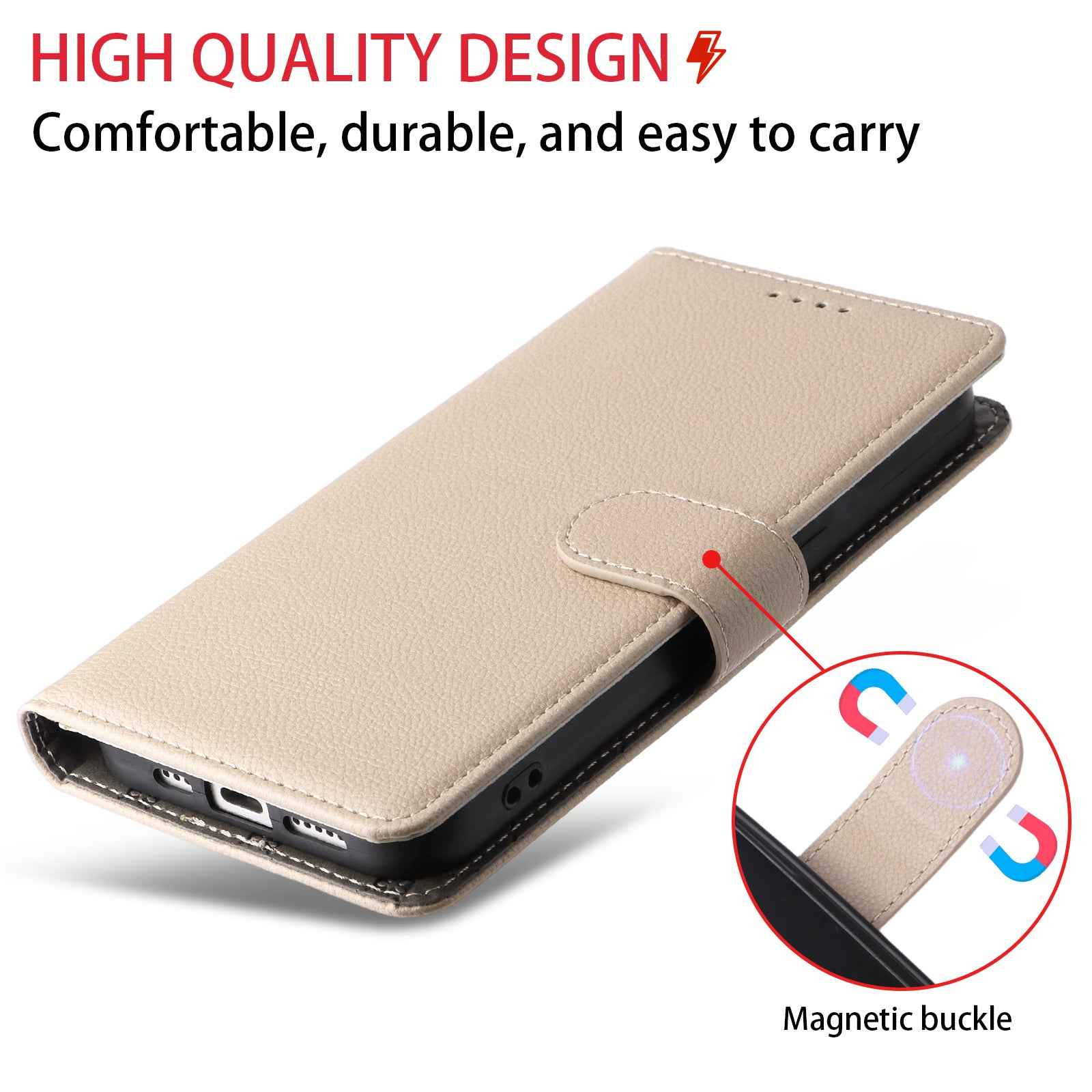 For Xiaomi 17 Pro Case RFID Blocking 3 Card Slots PU Leather Phone Cover with Wrist Strap - Creamy White
