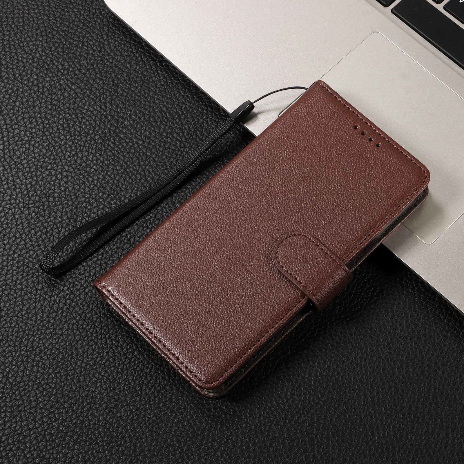 For Xiaomi 17 Pro Case RFID Blocking 3 Card Slots PU Leather Phone Cover with Wrist Strap - Brown