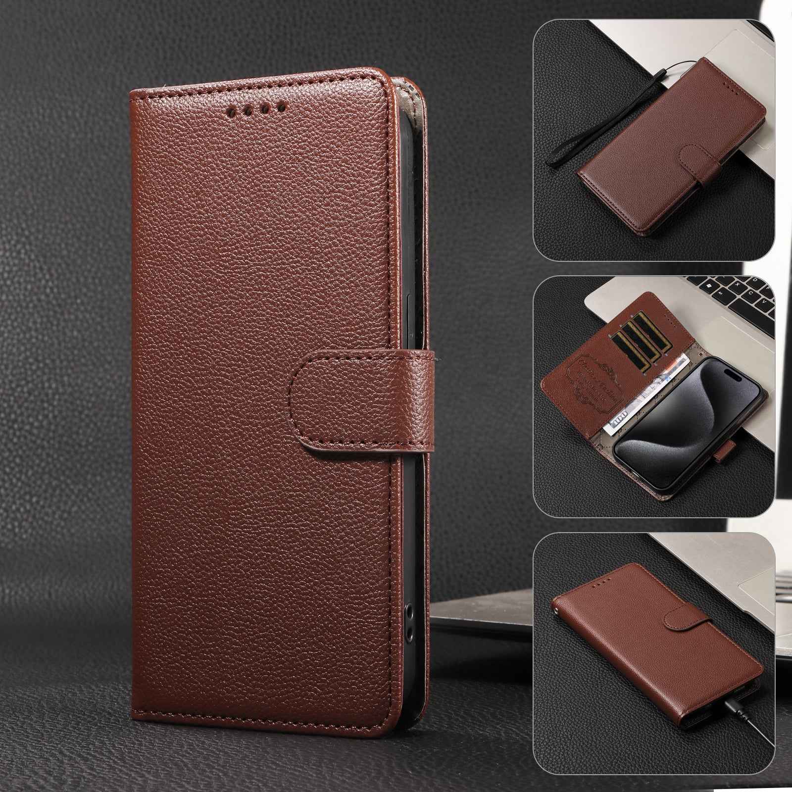 For Xiaomi 17 Pro Case RFID Blocking 3 Card Slots PU Leather Phone Cover with Wrist Strap - Brown