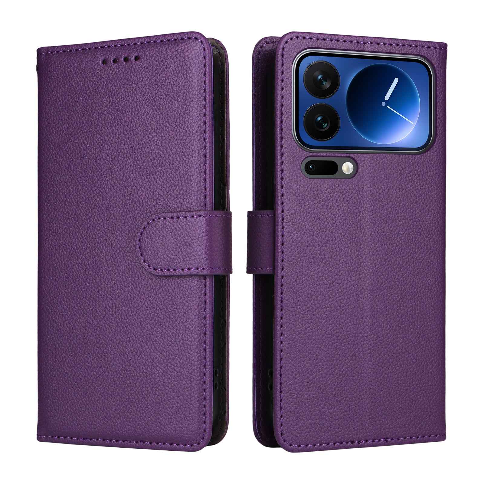 For Xiaomi 17 Pro Case RFID Blocking 3 Card Slots PU Leather Phone Cover with Wrist Strap - Purple