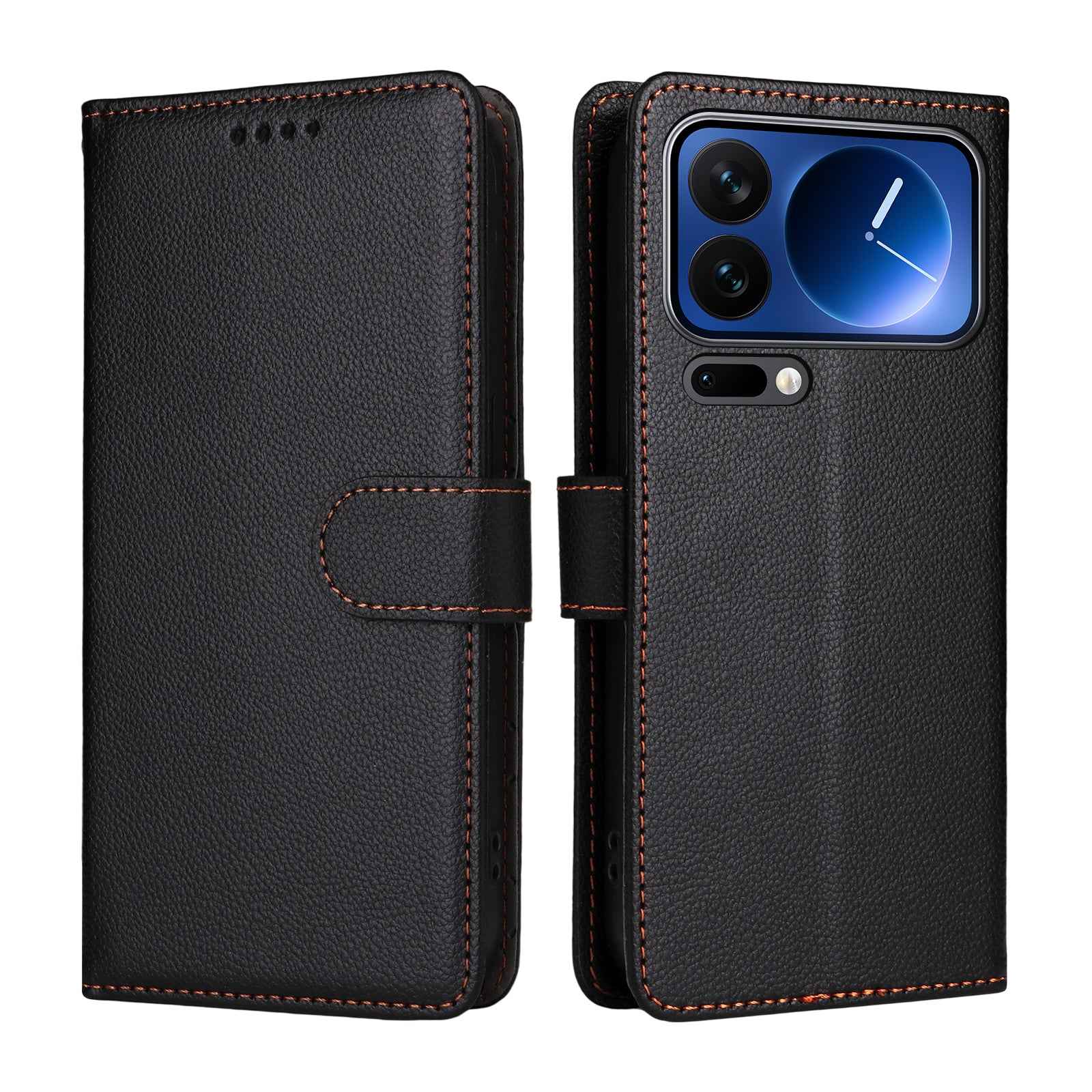 For Xiaomi 17 Pro Case RFID Blocking 3 Card Slots PU Leather Phone Cover with Wrist Strap - Black