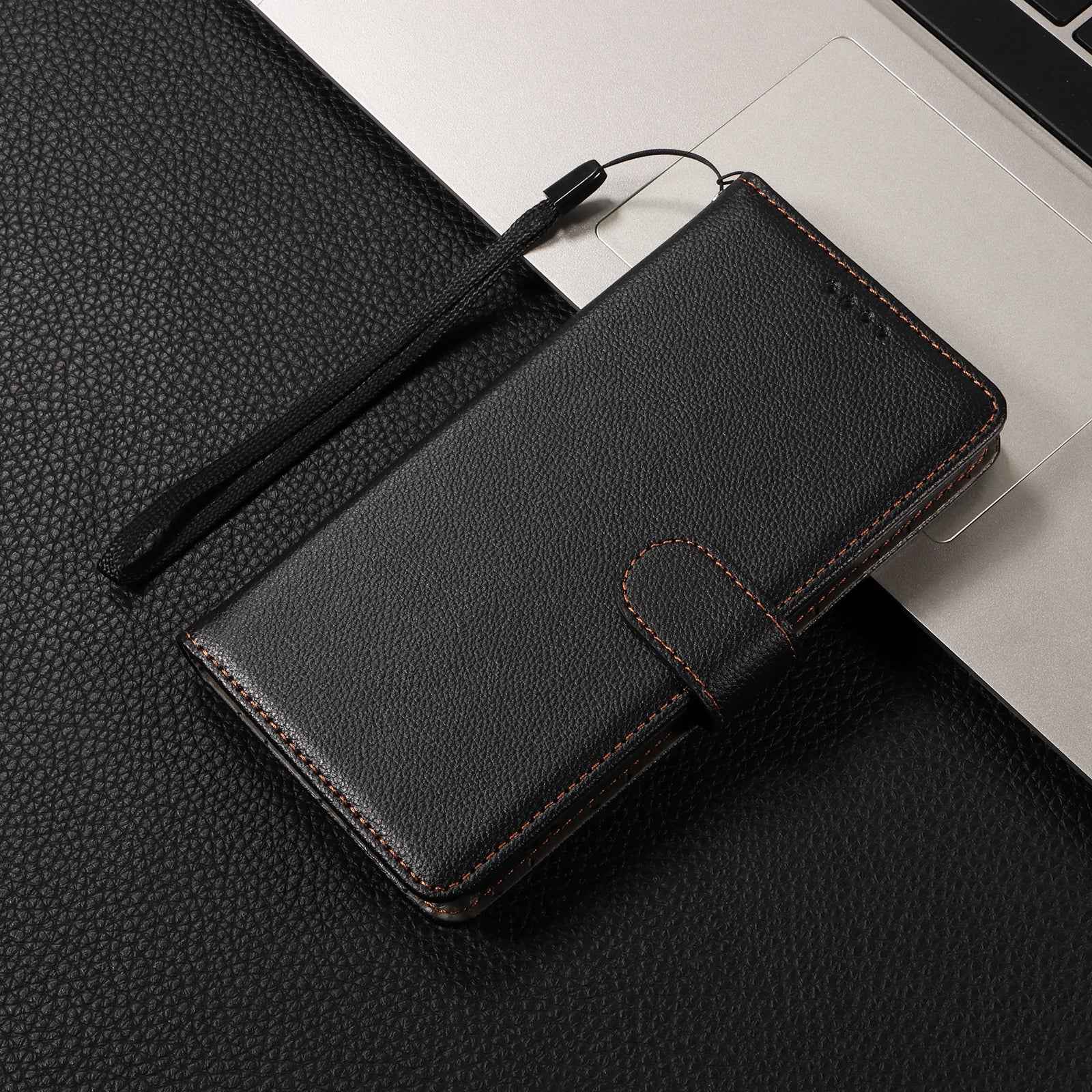 For Xiaomi 17 Pro Case RFID Blocking 3 Card Slots PU Leather Phone Cover with Wrist Strap - Black