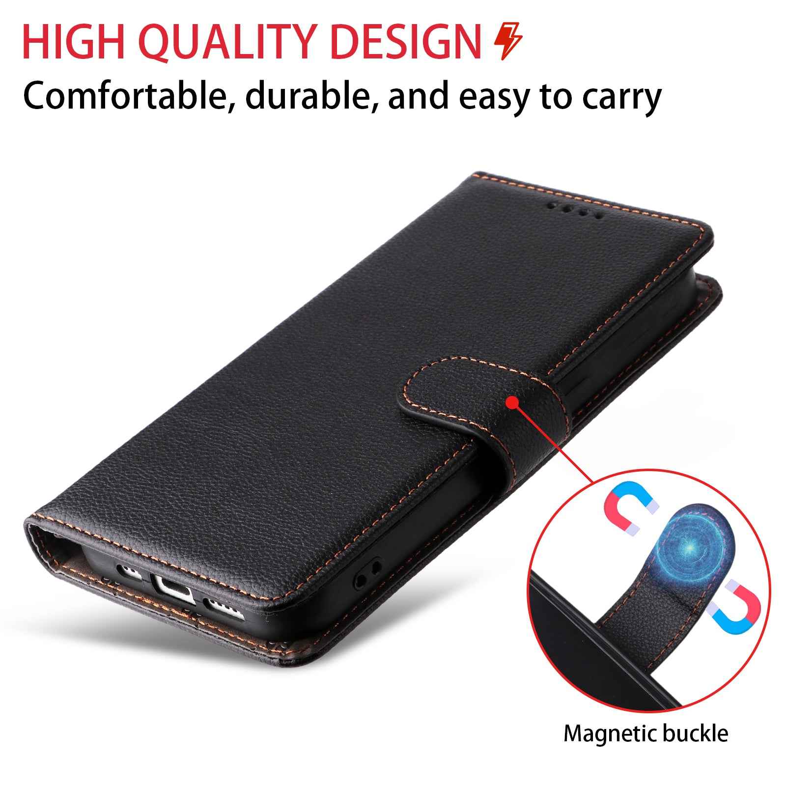 For Xiaomi 17 Pro Case RFID Blocking 3 Card Slots PU Leather Phone Cover with Wrist Strap - Black