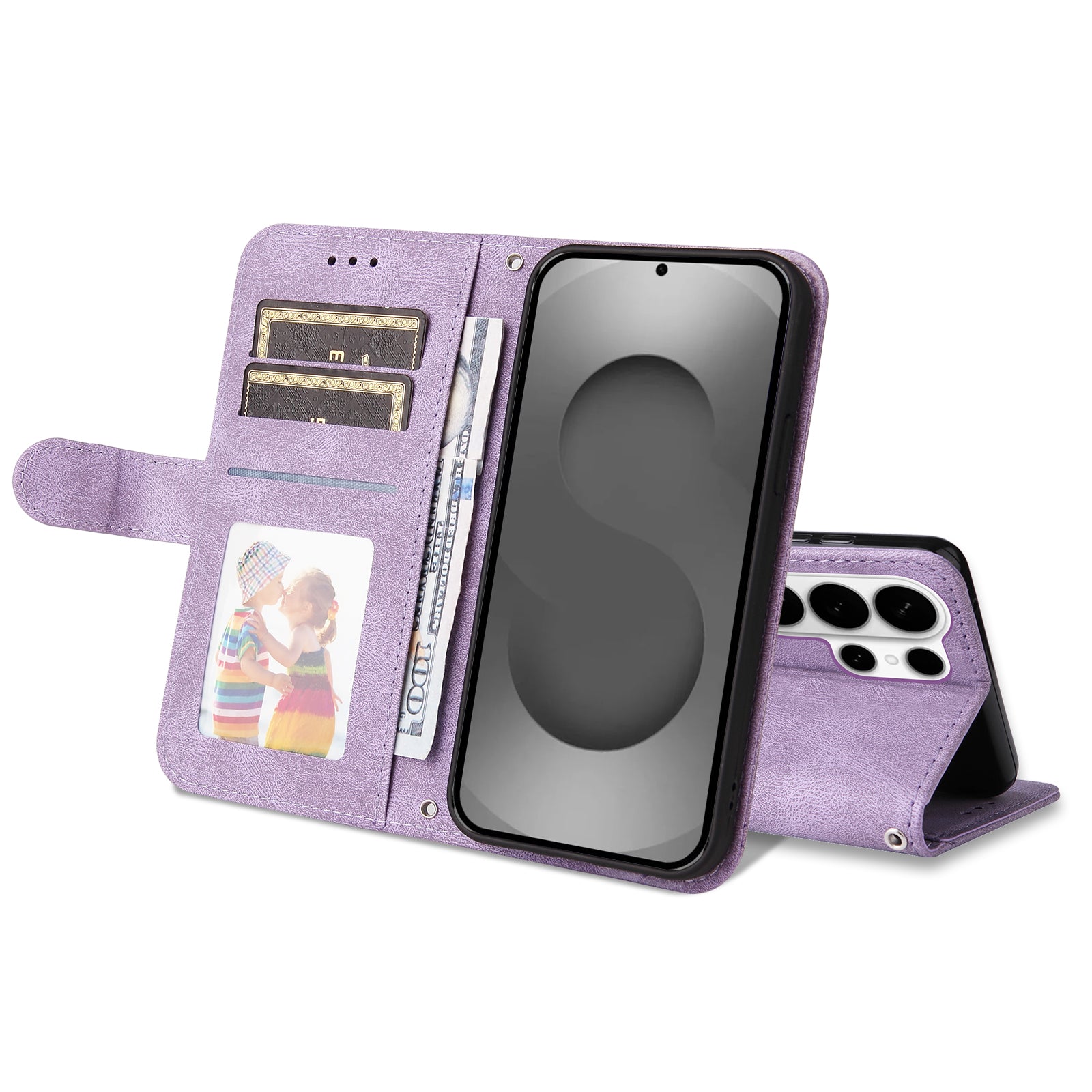 For-Samsung-Galaxy-S26-Ultra-Leather-Wallet-Cases-Skin-Touch-Phone-Cover-Stand-with-Strap-Purple