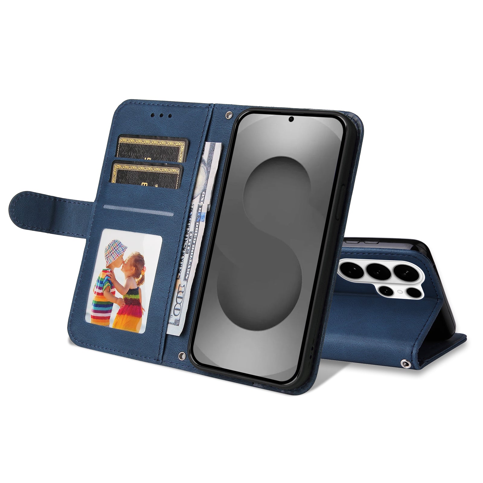 For-Samsung-Galaxy-S26-Ultra-Leather-Wallet-Cases-Skin-Touch-Phone-Cover-Stand-with-Strap-Blue