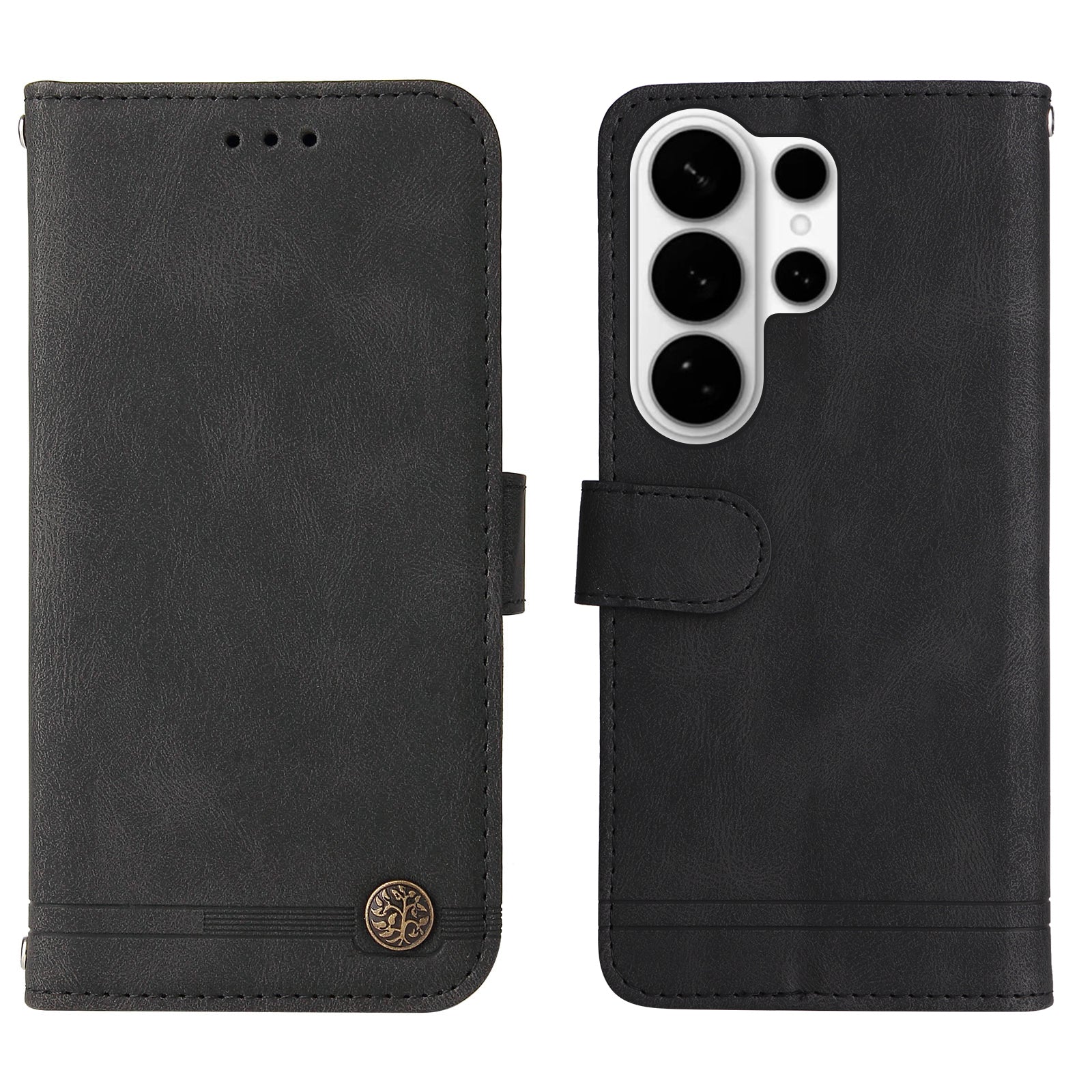 For-Samsung-Galaxy-S26-Ultra-Leather-Wallet-Cases-Skin-Touch-Phone-Cover-Stand-with-Strap-Black
