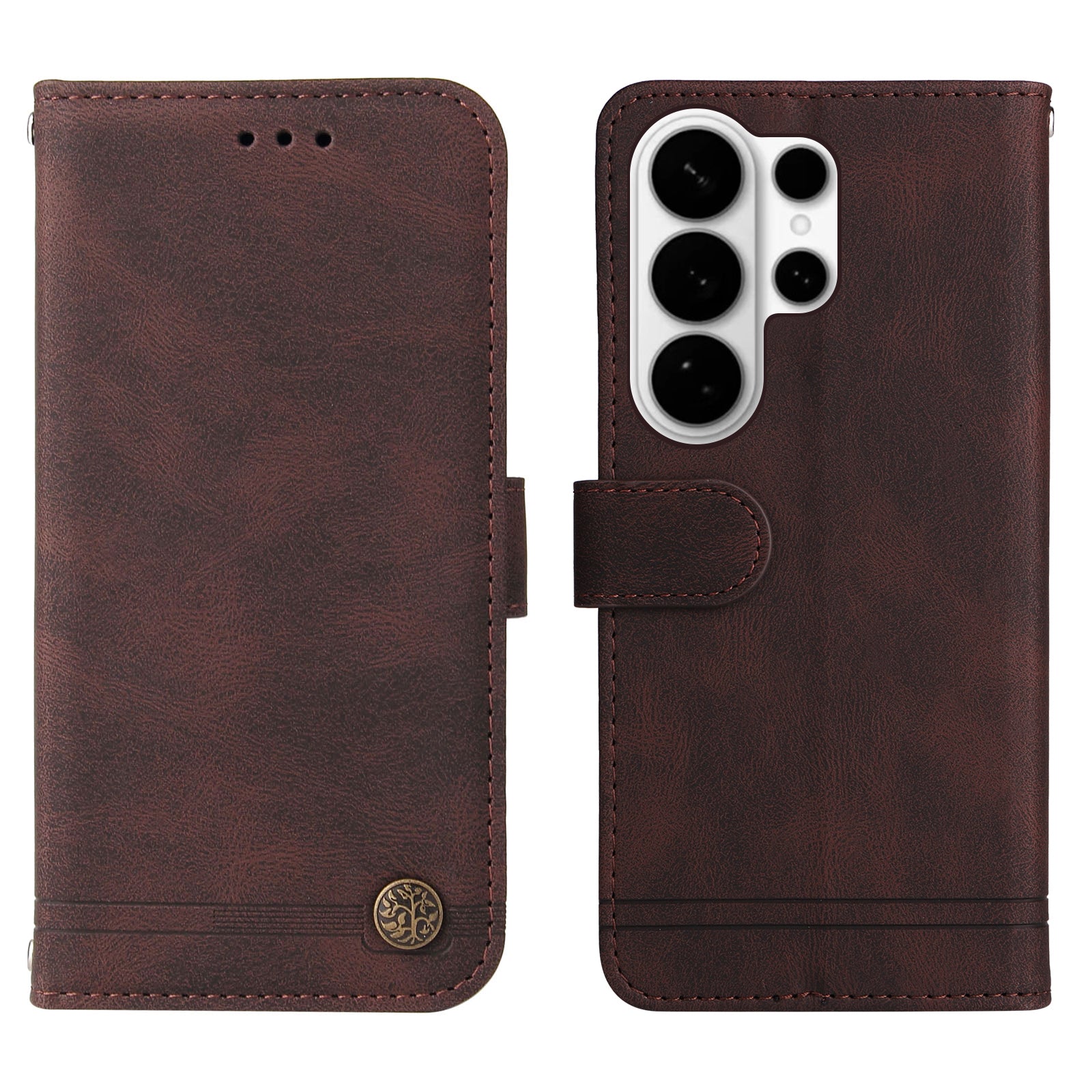 For-Samsung-Galaxy-S26-Ultra-Leather-Wallet-Cases-Skin-Touch-Phone-Cover-Stand-with-Strap-Brown