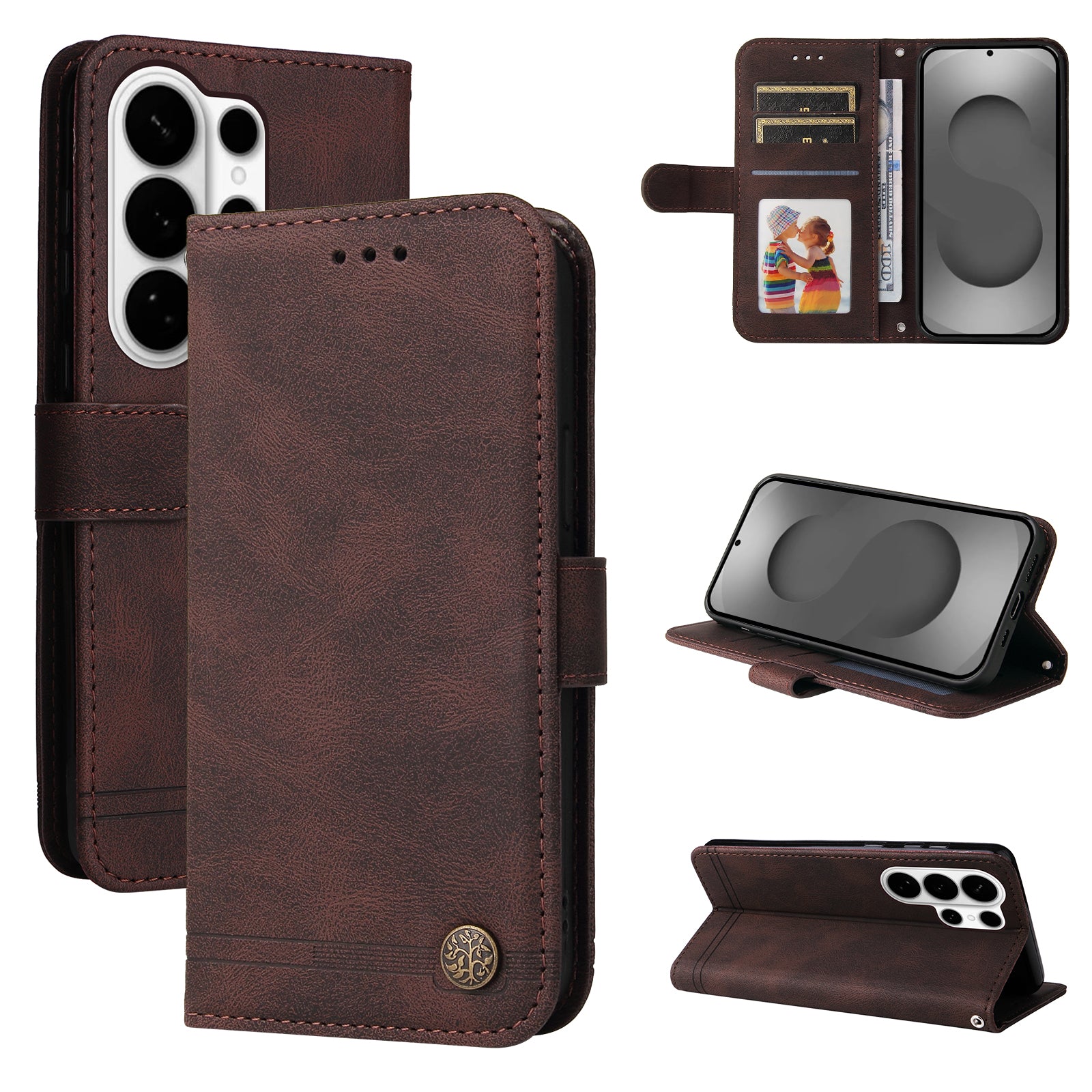 For-Samsung-Galaxy-S26-Ultra-Leather-Wallet-Cases-Skin-Touch-Phone-Cover-Stand-with-Strap-Brown