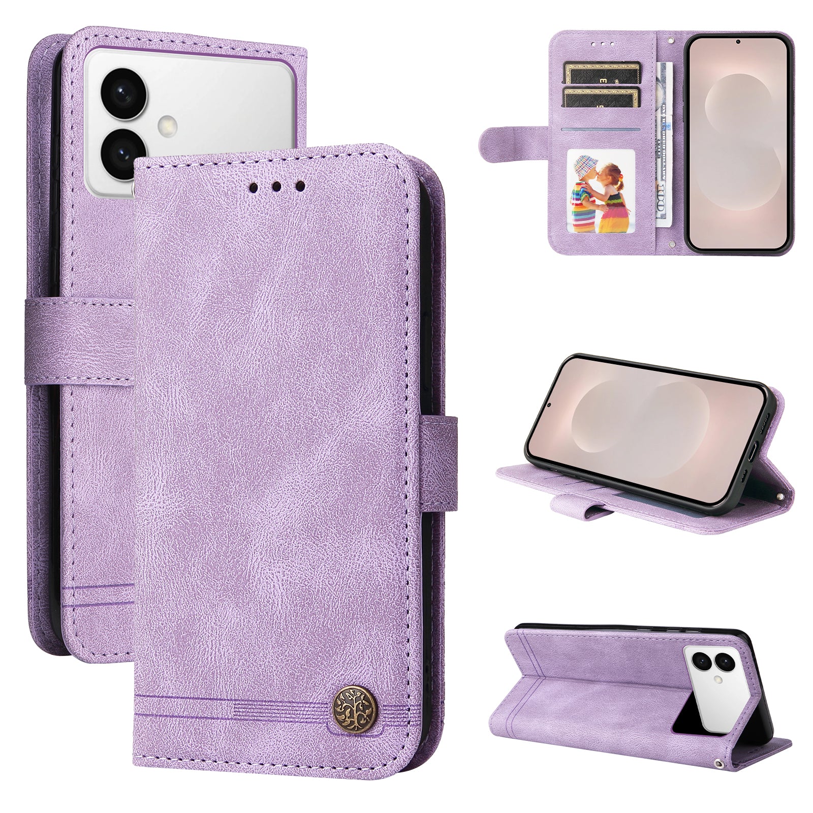 For-Samsung-Galaxy-S26-Edge-Leather-Wallet-Cases-Skin-Touch-Phone-Cover-Stand-with-Strap-Purple