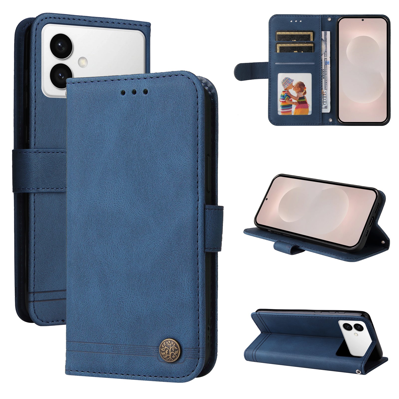 For-Samsung-Galaxy-S26-Edge-Leather-Wallet-Cases-Skin-Touch-Phone-Cover-Stand-with-Strap-Blue