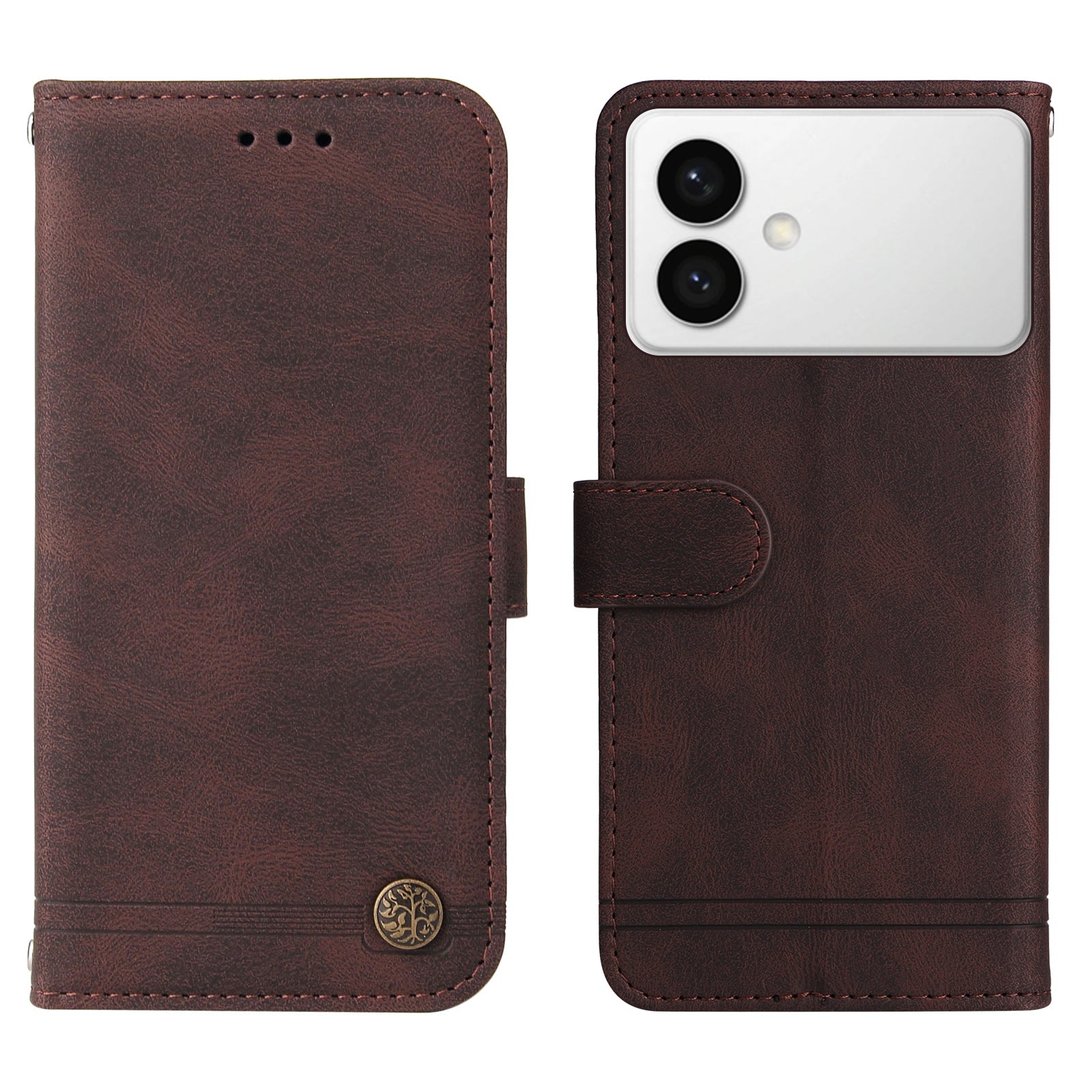 For-Samsung-Galaxy-S26-Edge-Leather-Wallet-Cases-Skin-Touch-Phone-Cover-Stand-with-Strap-Brown