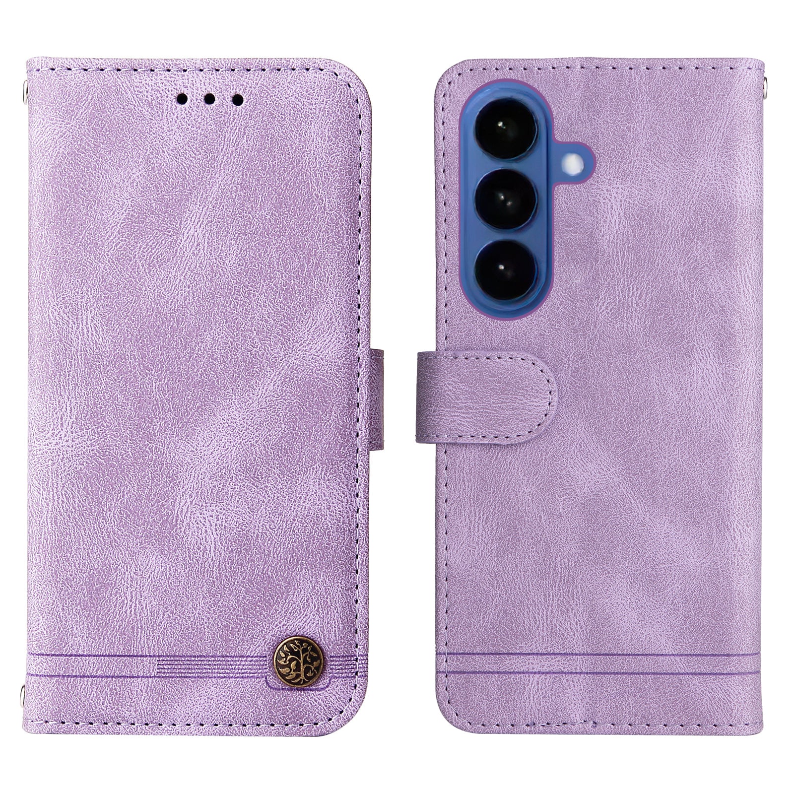 For-Samsung-Galaxy-S26-/-S26-Pro-Leather-Wallet-Cases-Skin-Touch-Phone-Cover-Stand-with-Strap-Purple