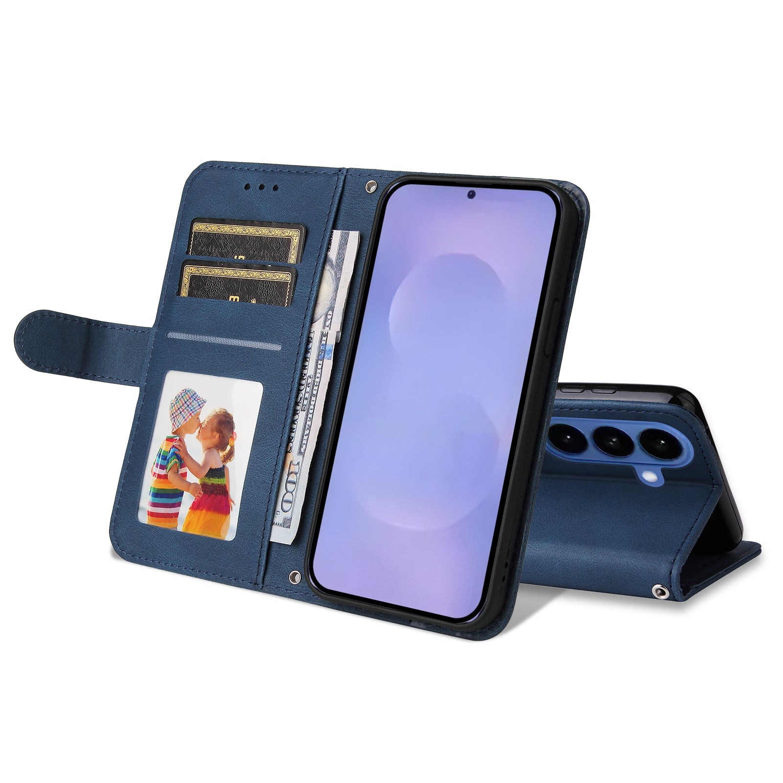 For-Samsung-Galaxy-S26-/-S26-Pro-Leather-Wallet-Cases-Skin-Touch-Phone-Cover-Stand-with-Strap-Blue