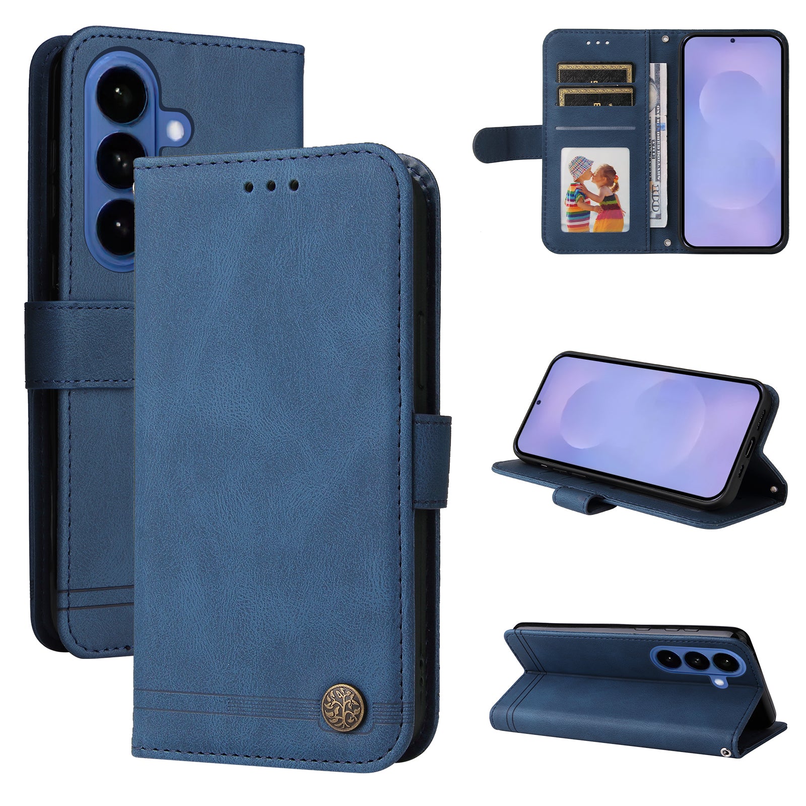 For-Samsung-Galaxy-S26-/-S26-Pro-Leather-Wallet-Cases-Skin-Touch-Phone-Cover-Stand-with-Strap-Blue