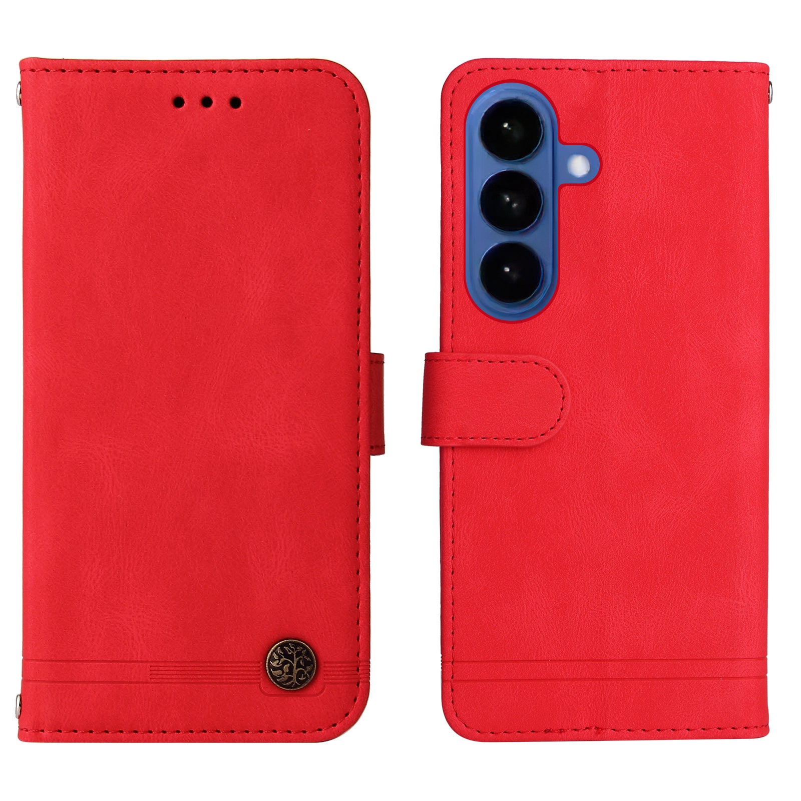 For-Samsung-Galaxy-S26-/-S26-Pro-Leather-Wallet-Cases-Skin-Touch-Phone-Cover-Stand-with-Strap-Red