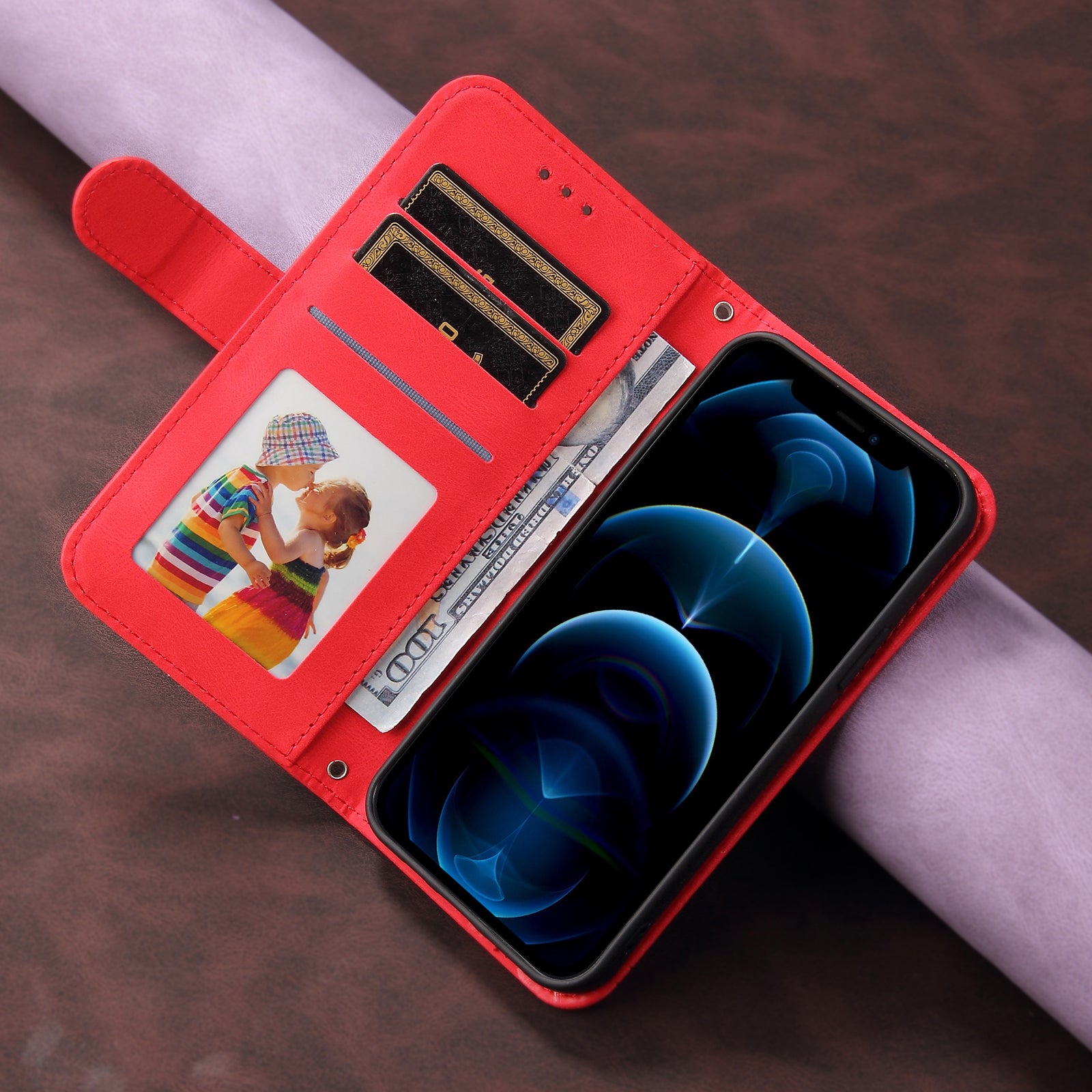 For-Samsung-Galaxy-S26-/-S26-Pro-Leather-Wallet-Cases-Skin-Touch-Phone-Cover-Stand-with-Strap-Red