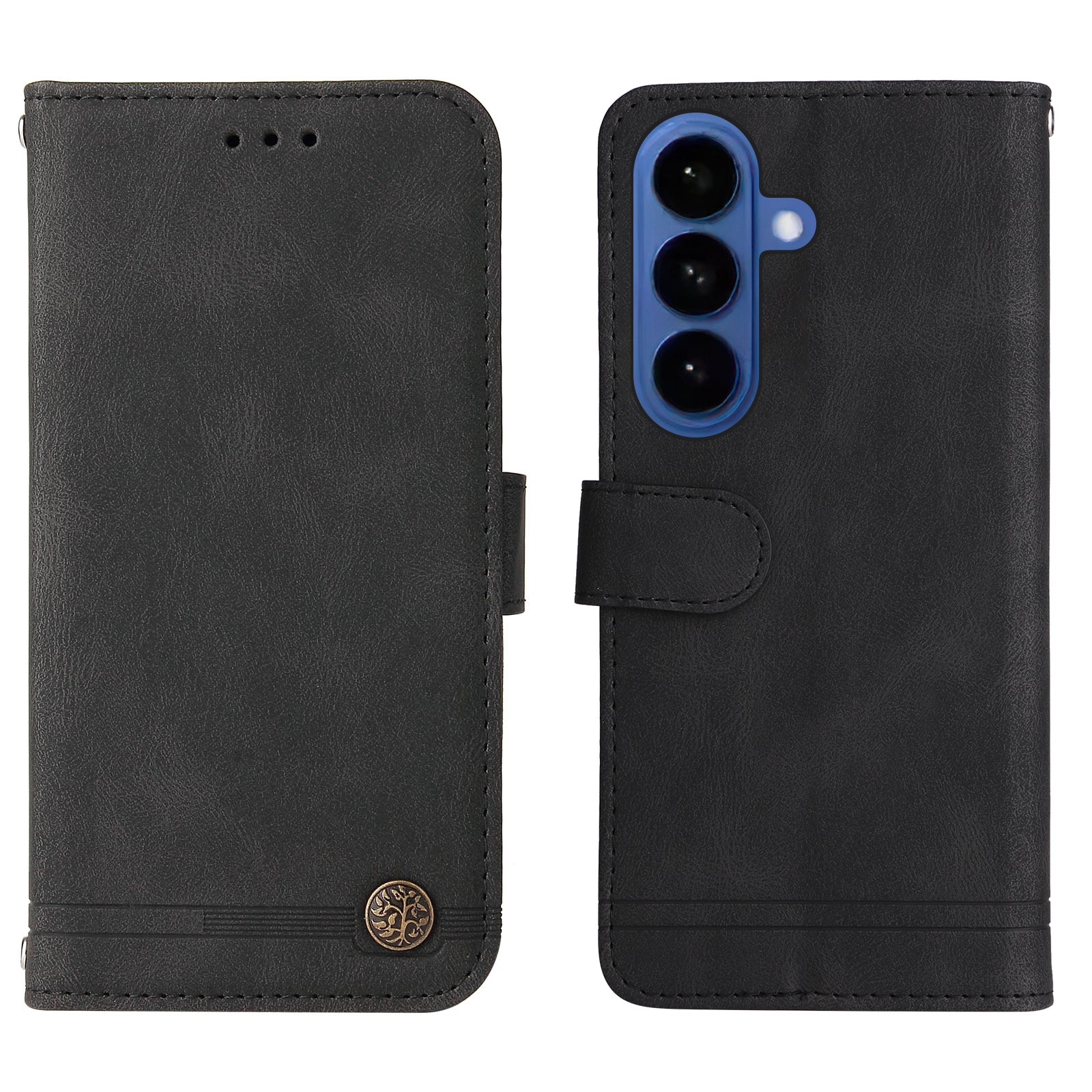 For-Samsung-Galaxy-S26-/-S26-Pro-Leather-Wallet-Cases-Skin-Touch-Phone-Cover-Stand-with-Strap-Black