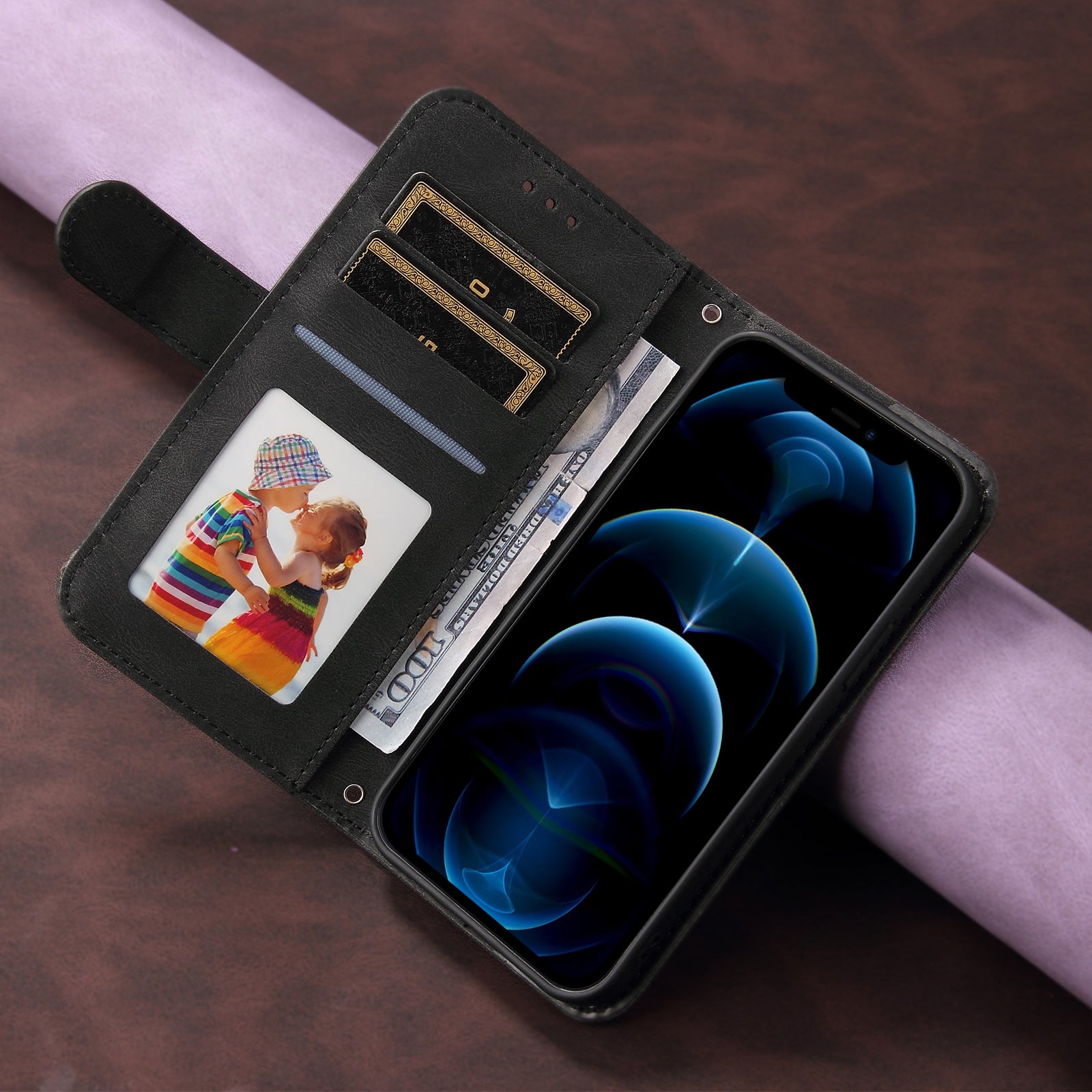 For-Samsung-Galaxy-S26-/-S26-Pro-Leather-Wallet-Cases-Skin-Touch-Phone-Cover-Stand-with-Strap-Black