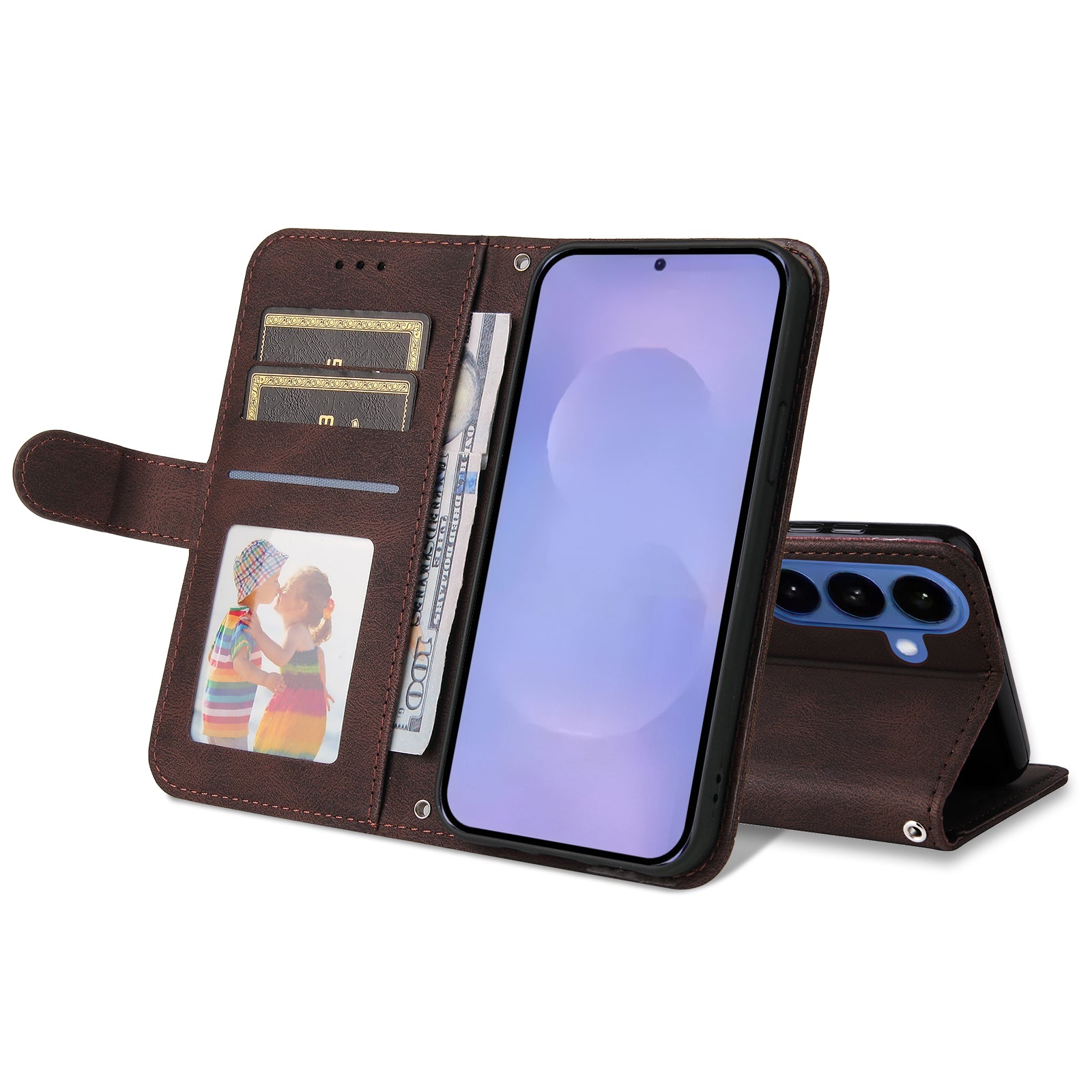 For-Samsung-Galaxy-S26-/-S26-Pro-Leather-Wallet-Cases-Skin-Touch-Phone-Cover-Stand-with-Strap-Brown