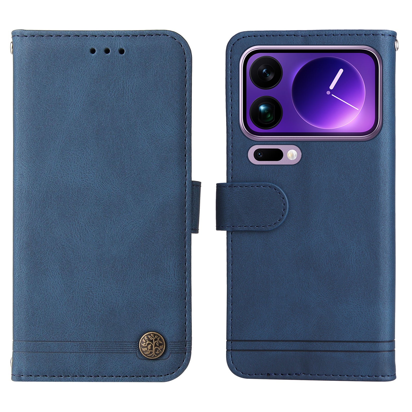 For Xiaomi 17 Pro Max Leather Wallet Cases Skin Touch Phone Cover Stand with Strap - Blue