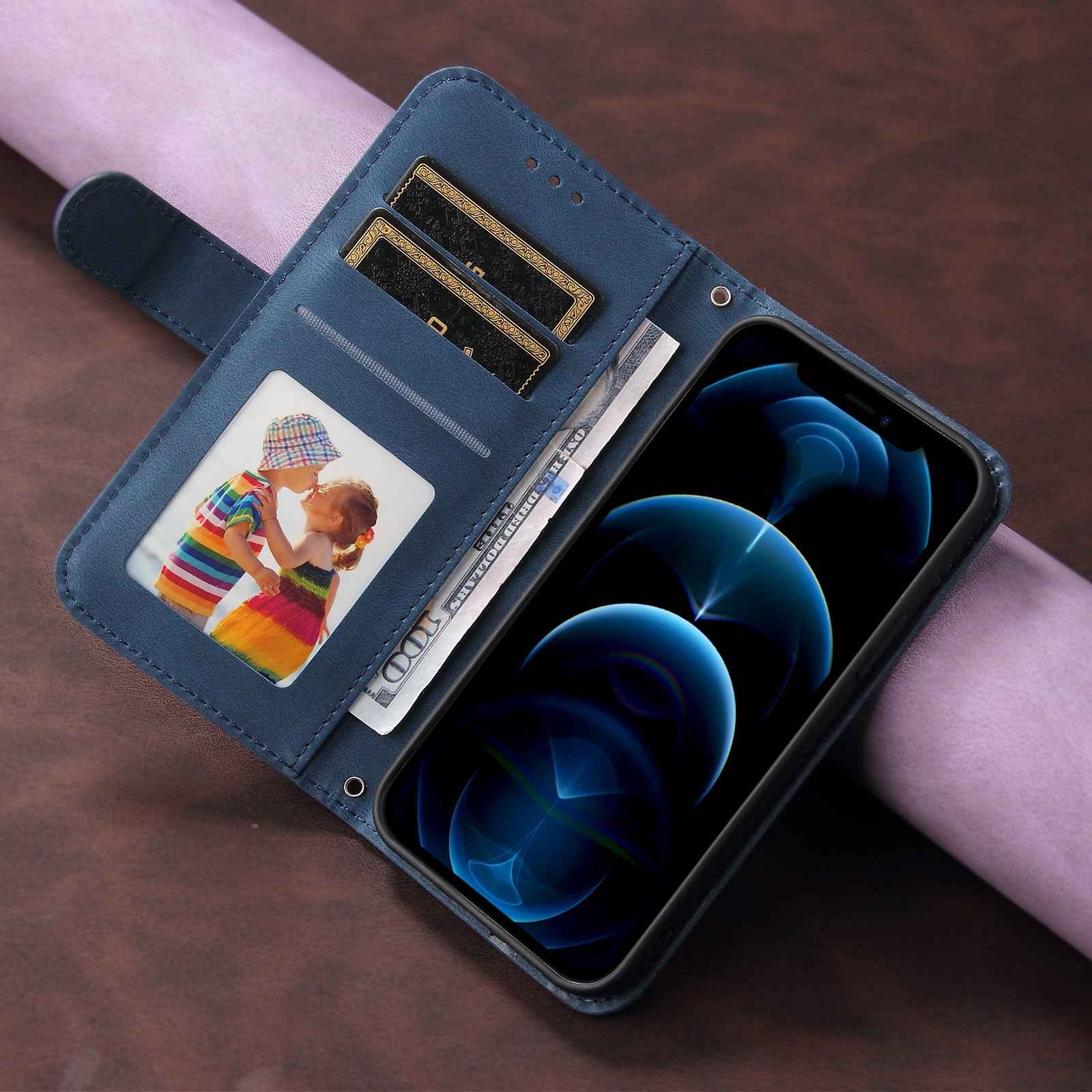 For Xiaomi 17 Pro Leather Wallet Cases Skin Touch Phone Cover Stand with Strap - Blue