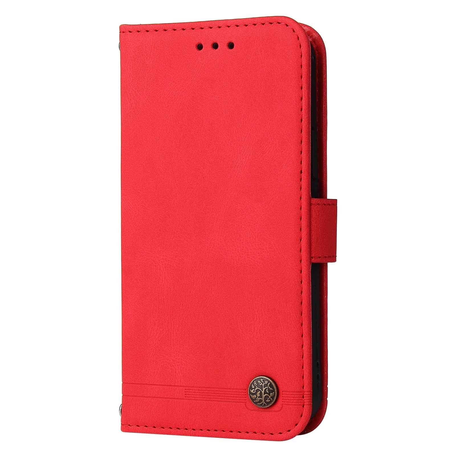 For Xiaomi 17 Pro Leather Wallet Cases Skin Touch Phone Cover Stand with Strap - Red