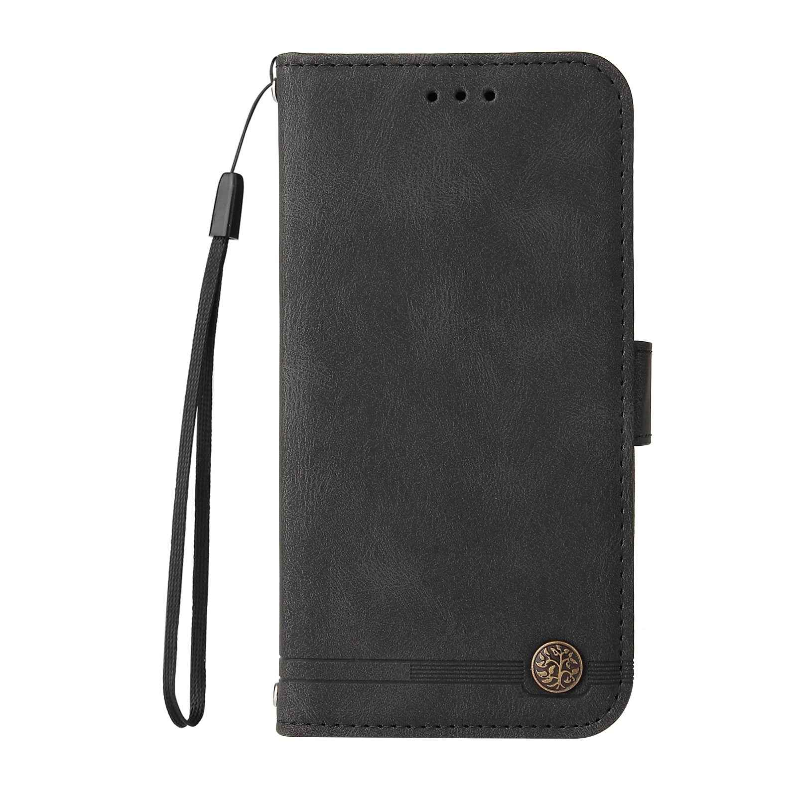 For Xiaomi 17 Pro Leather Wallet Cases Skin Touch Phone Cover Stand with Strap - Black