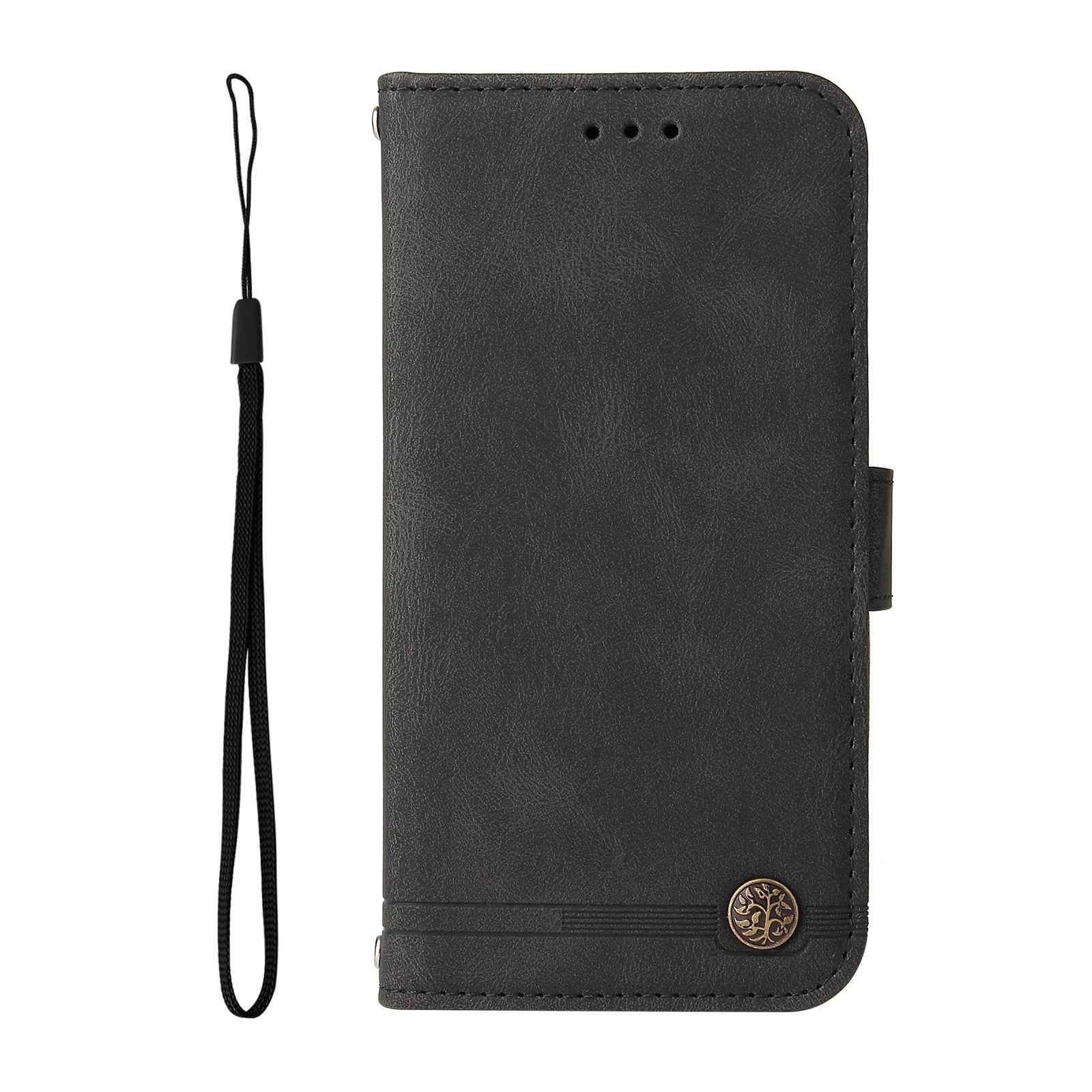 For Xiaomi 17 Pro Leather Wallet Cases Skin Touch Phone Cover Stand with Strap - Black