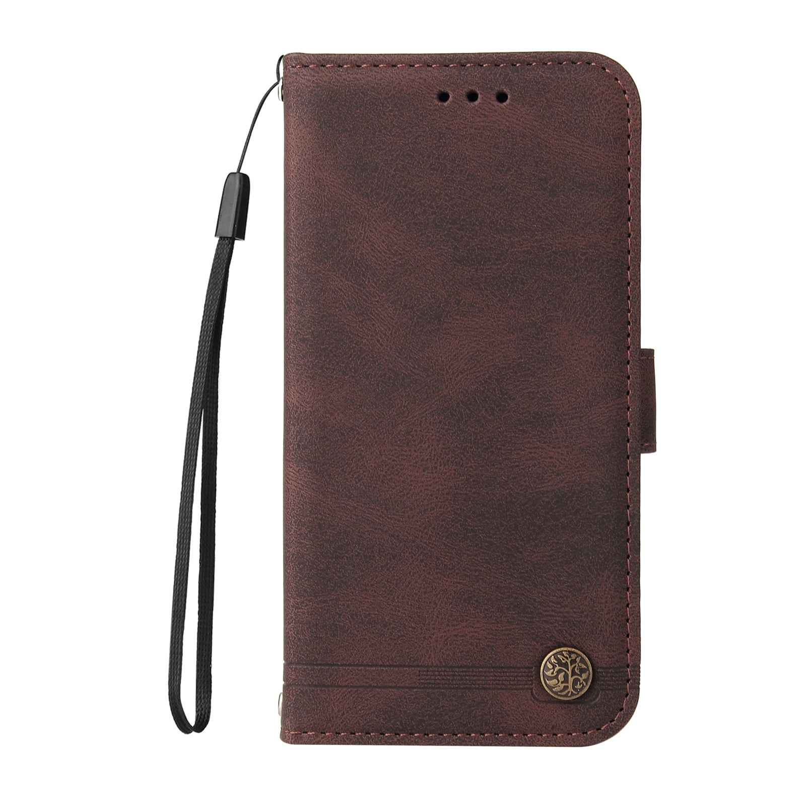 For Xiaomi 17 Pro Leather Wallet Cases Skin Touch Phone Cover Stand with Strap - Brown