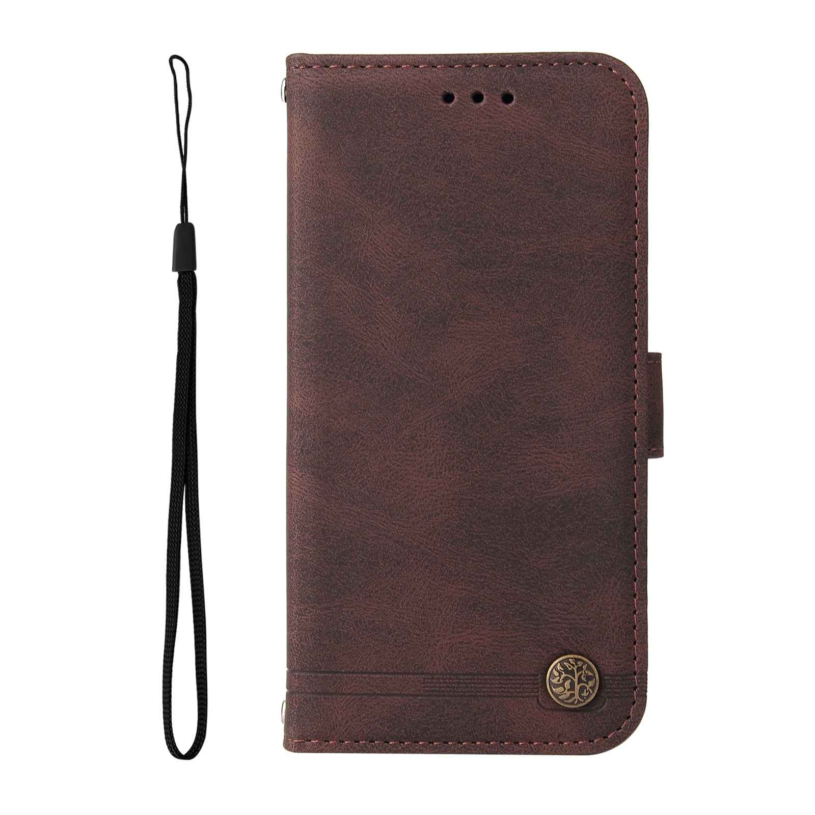 For Xiaomi 17 Pro Leather Wallet Cases Skin Touch Phone Cover Stand with Strap - Brown