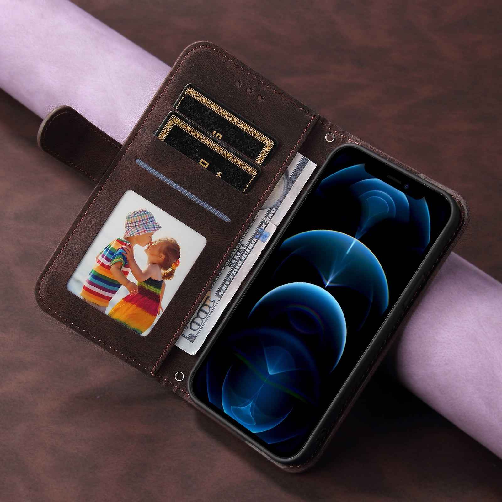 For Xiaomi 17 Pro Leather Wallet Cases Skin Touch Phone Cover Stand with Strap - Brown