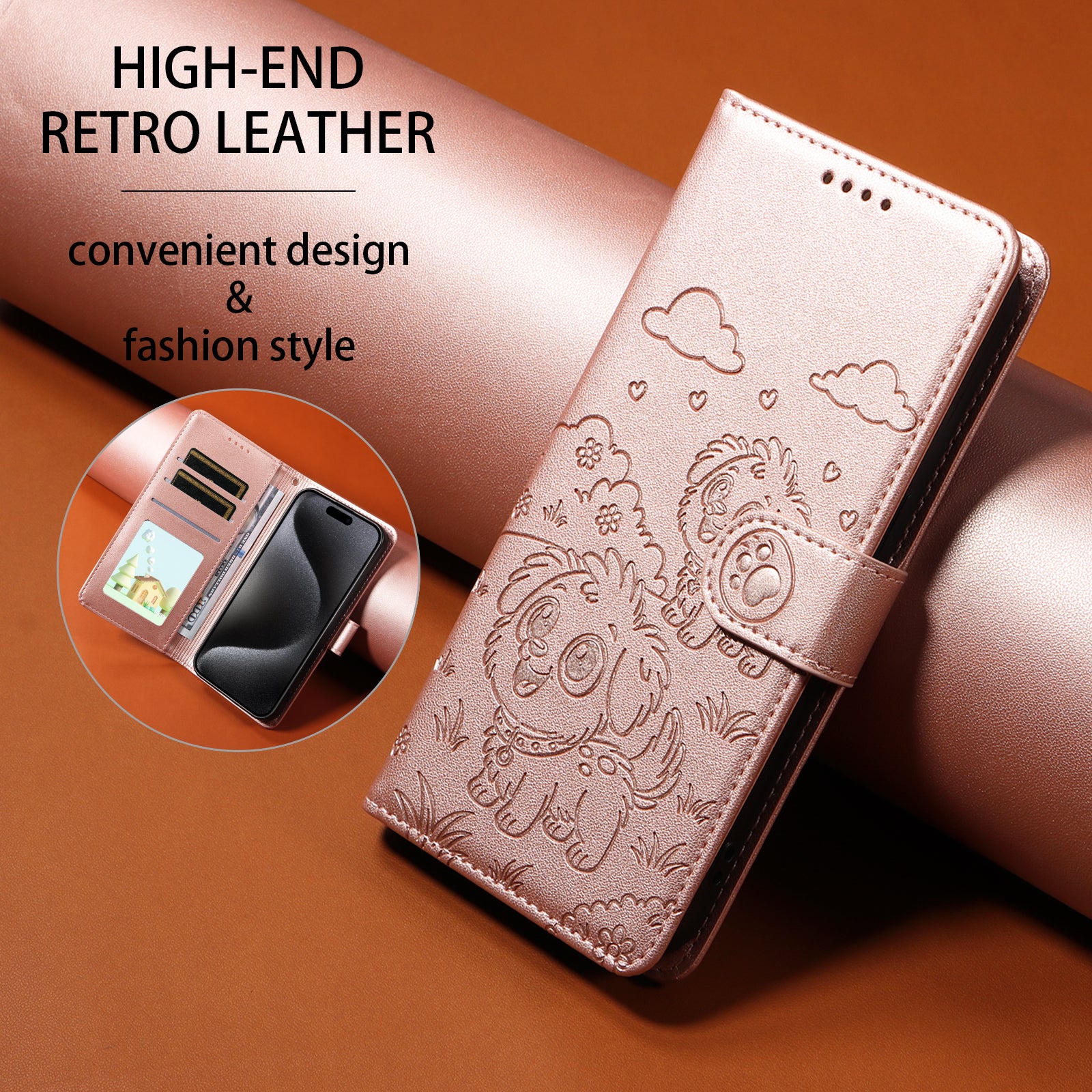 For-Samsung-Galaxy-S26-Ultra-Case-RFID-Blocking-Imprinted-Dog-Pattern-PU-Leather-Phone-Cover-with-Wrist-Strap-Pink