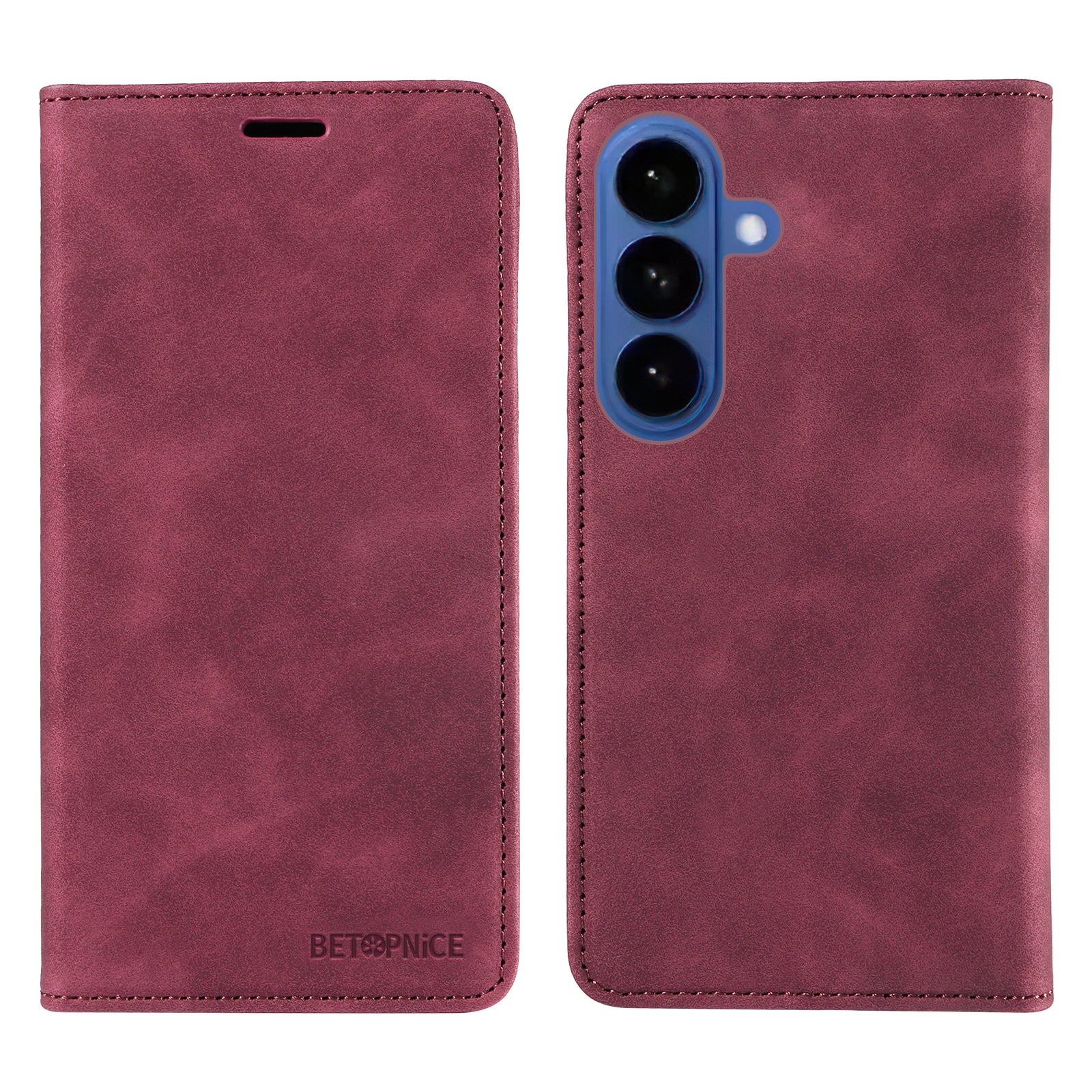 For-Samsung-Galaxy-S26-/-S26-Pro-Case-BETOPNICE-Magnetic-Closure-RFID-Blocking-Wallet-Stand-Leather-Phone-Cover-Red