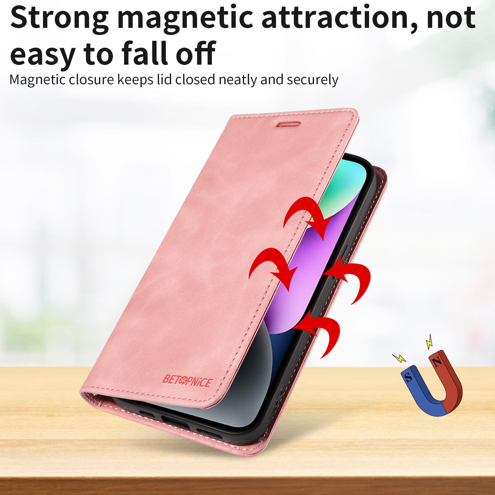 For-Samsung-Galaxy-S26-Ultra-Case-BETOPNICE-Magnetic-Closure-RFID-Blocking-Wallet-Stand-Leather-Phone-Cover-Pink