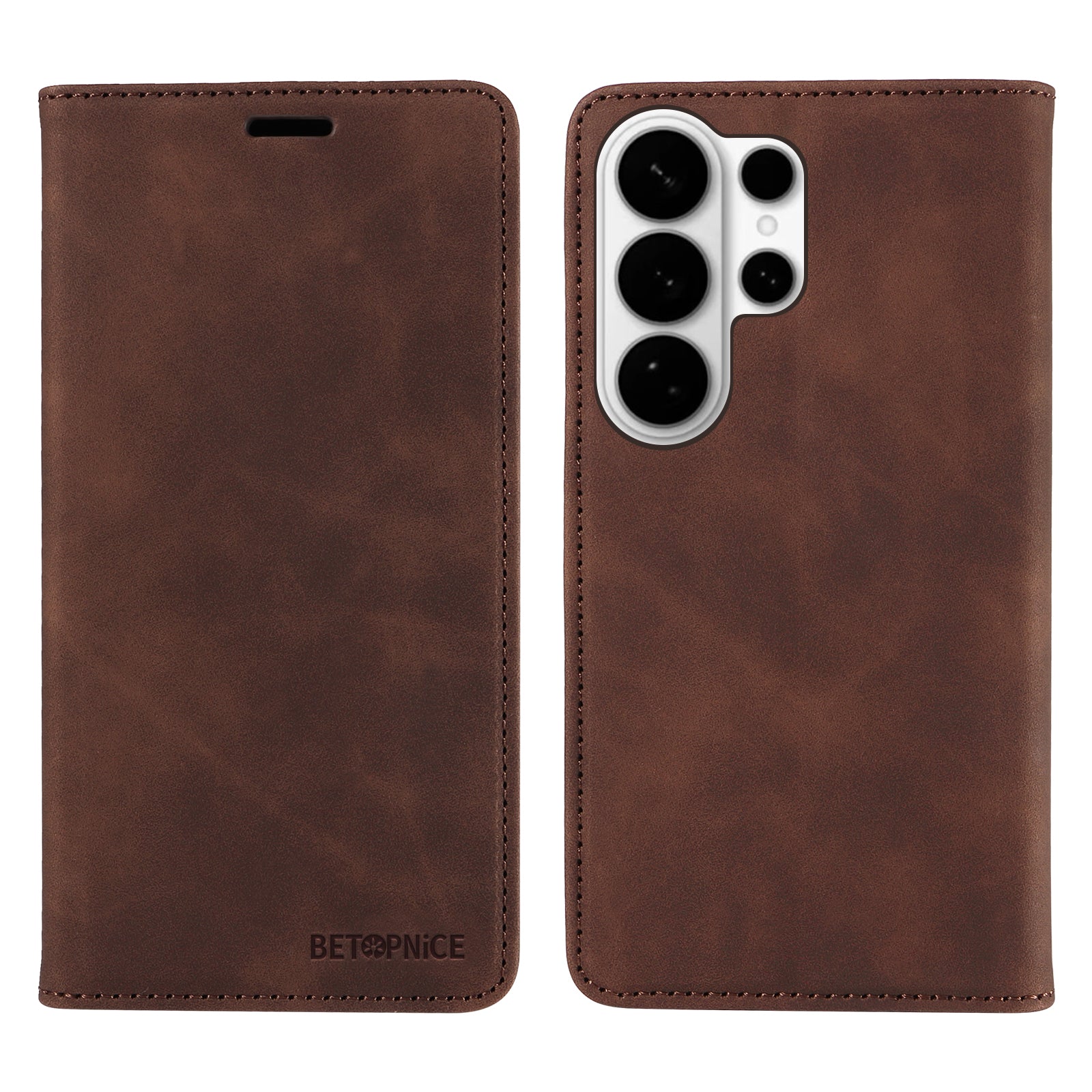 For-Samsung-Galaxy-S26-Ultra-Case-BETOPNICE-Magnetic-Closure-RFID-Blocking-Wallet-Stand-Leather-Phone-Cover-Brown