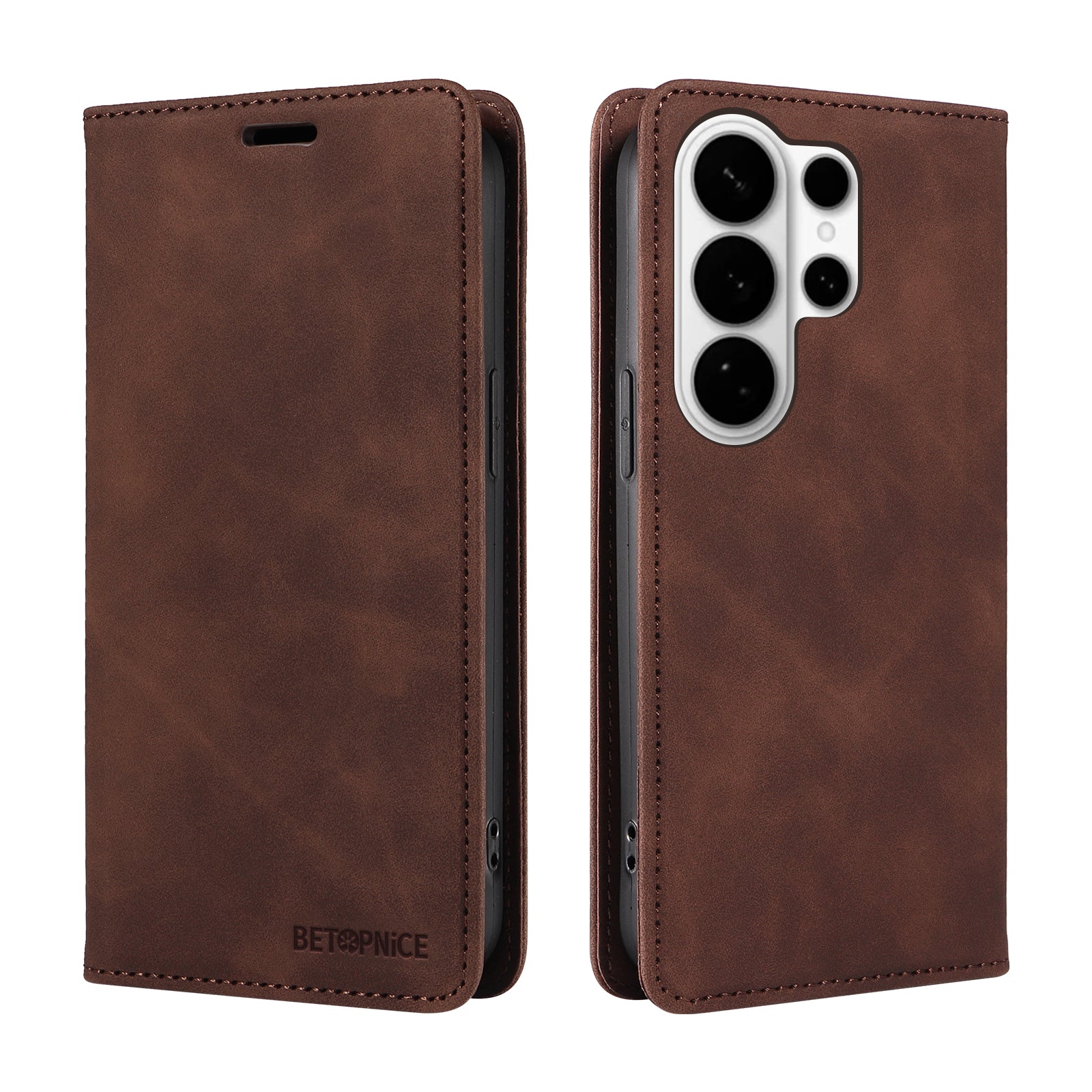 For-Samsung-Galaxy-S26-Ultra-Case-BETOPNICE-Magnetic-Closure-RFID-Blocking-Wallet-Stand-Leather-Phone-Cover-Brown