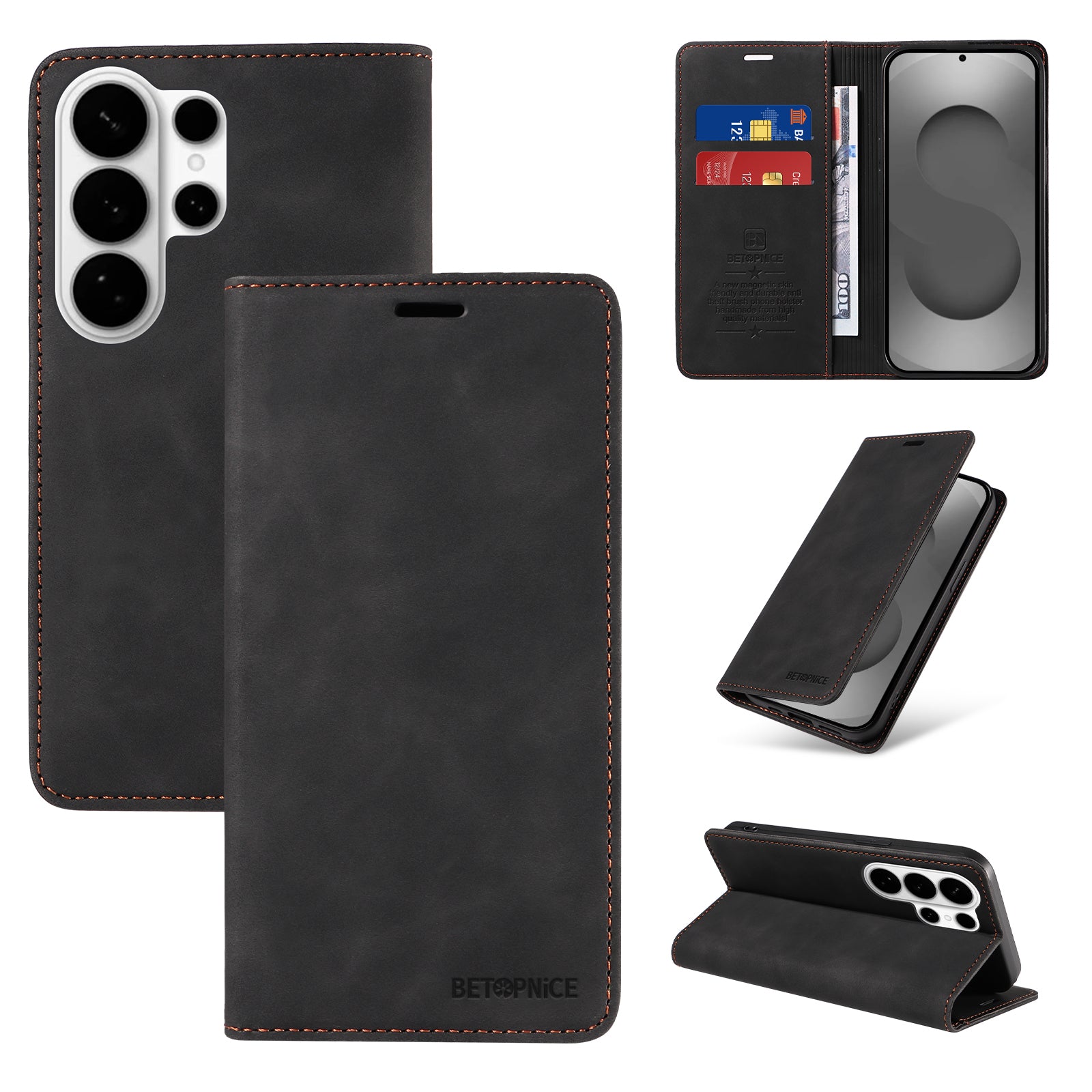 For-Samsung-Galaxy-S26-Ultra-Case-BETOPNICE-Magnetic-Closure-RFID-Blocking-Wallet-Stand-Leather-Phone-Cover-Black