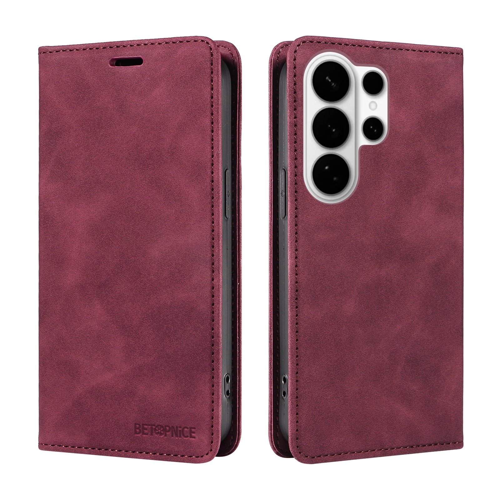 For-Samsung-Galaxy-S26-Ultra-Case-BETOPNICE-Magnetic-Closure-RFID-Blocking-Wallet-Stand-Leather-Phone-Cover-Red