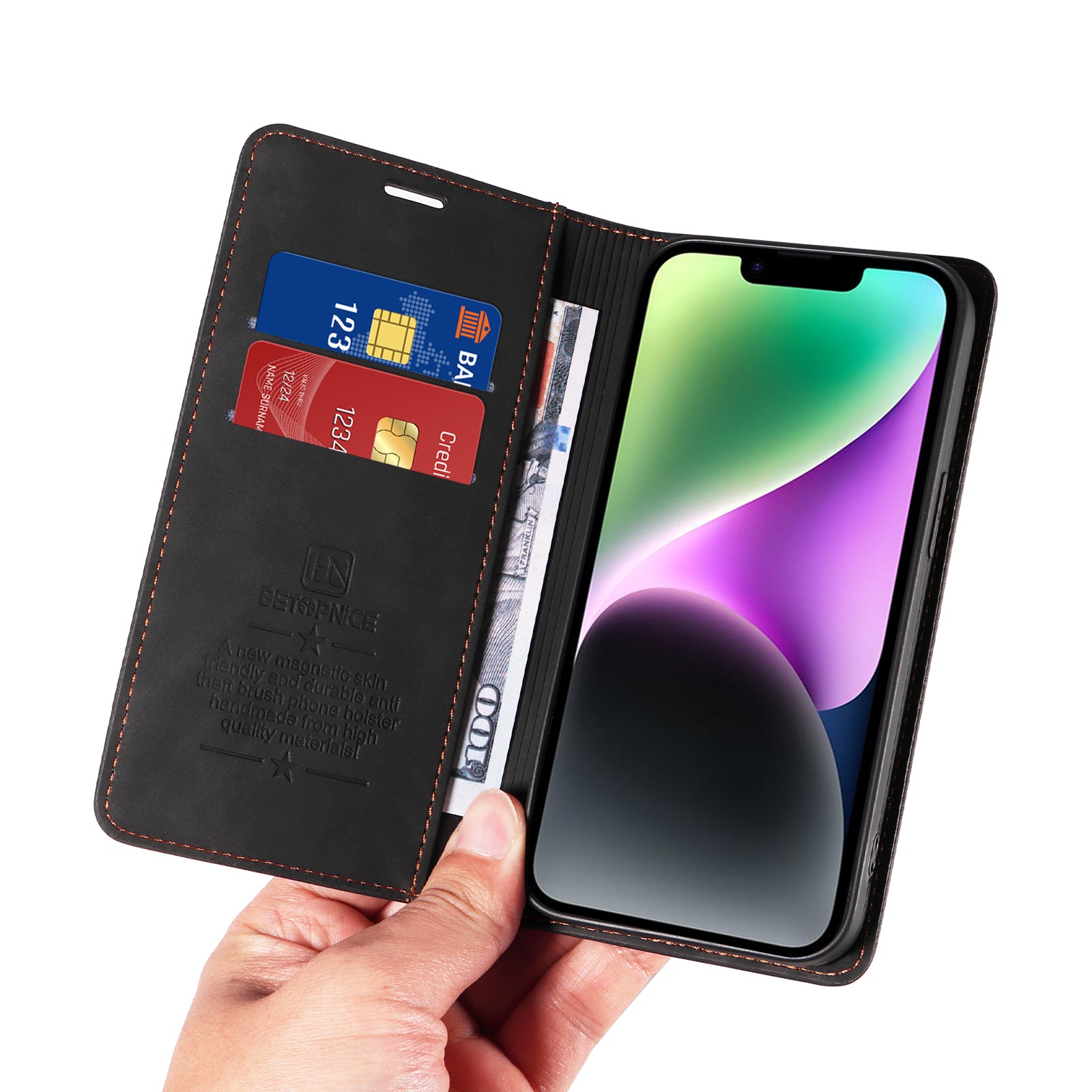 For-Samsung-Galaxy-S26-Edge-Case-BETOPNICE-Magnetic-Closure-RFID-Blocking-Wallet-Stand-Leather-Phone-Cover-Black