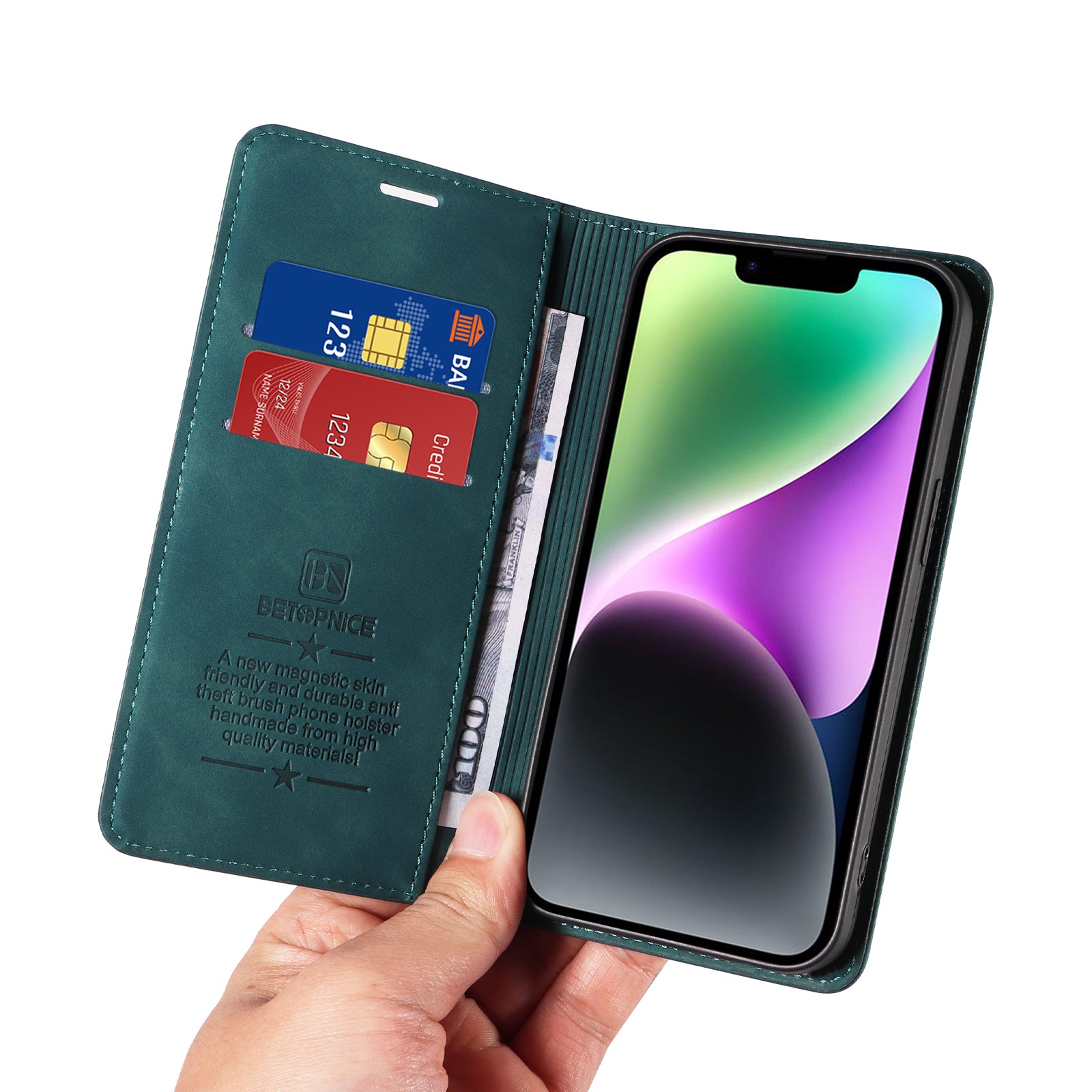 For-Samsung-Galaxy-S26-Edge-Case-BETOPNICE-Magnetic-Closure-RFID-Blocking-Wallet-Stand-Leather-Phone-Cover-Green