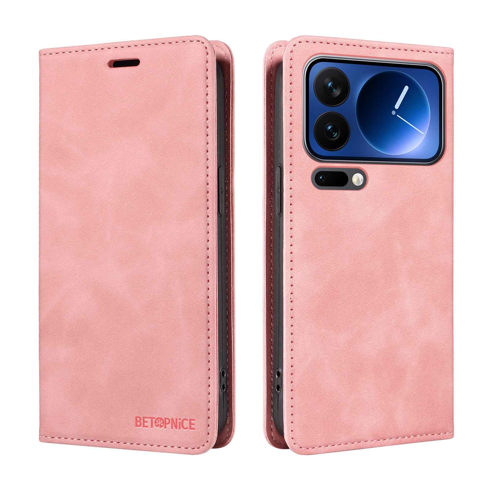 For Xiaomi 17 Pro Case BETOPNICE Magnetic Closure RFID Blocking Wallet Stand Leather Phone Cover - Pink