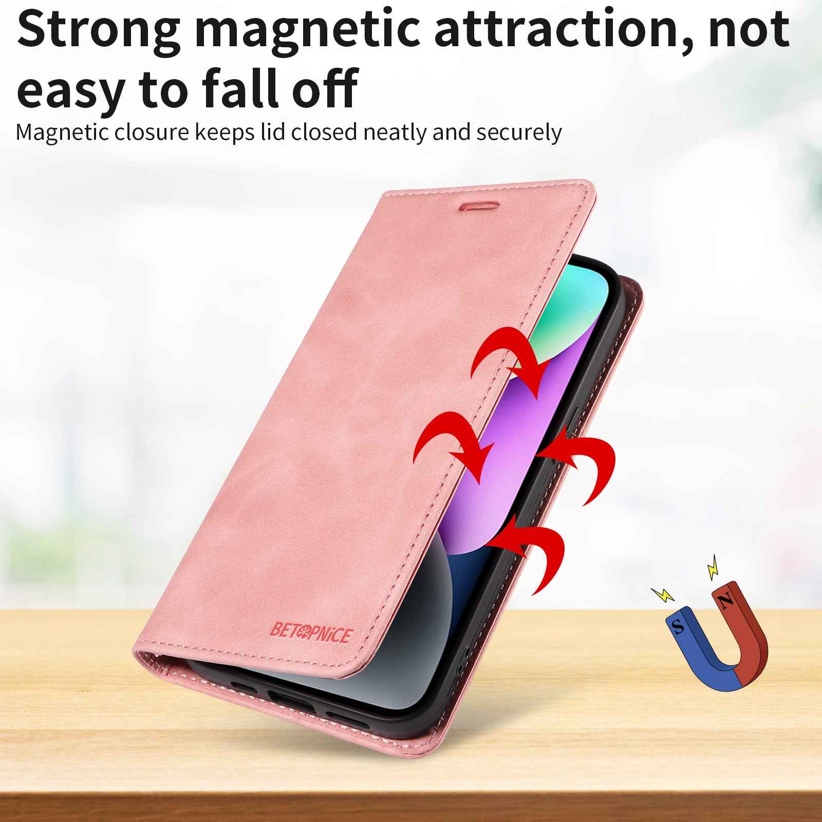 For Xiaomi 17 Pro Case BETOPNICE Magnetic Closure RFID Blocking Wallet Stand Leather Phone Cover - Pink